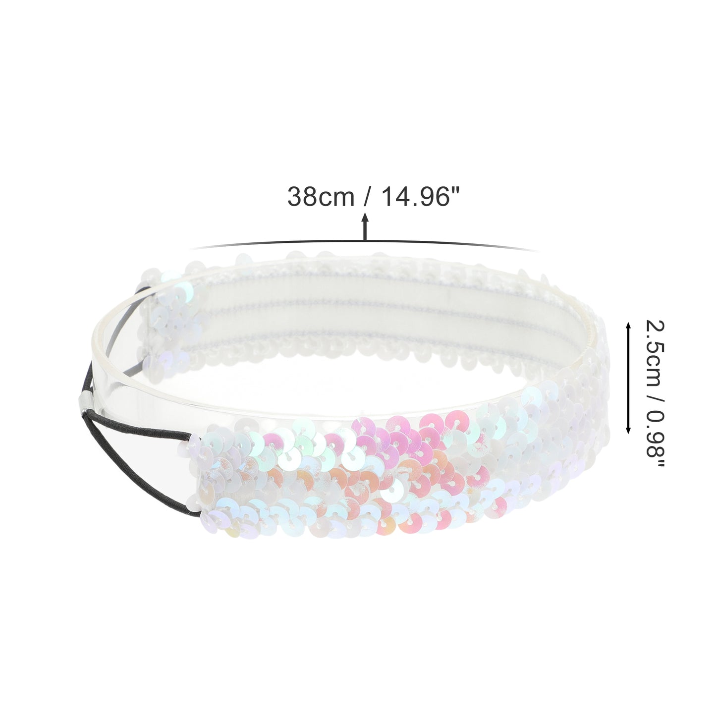 Diademas elásticas con lentejuelas para mujer, color blanco, 1 unidad