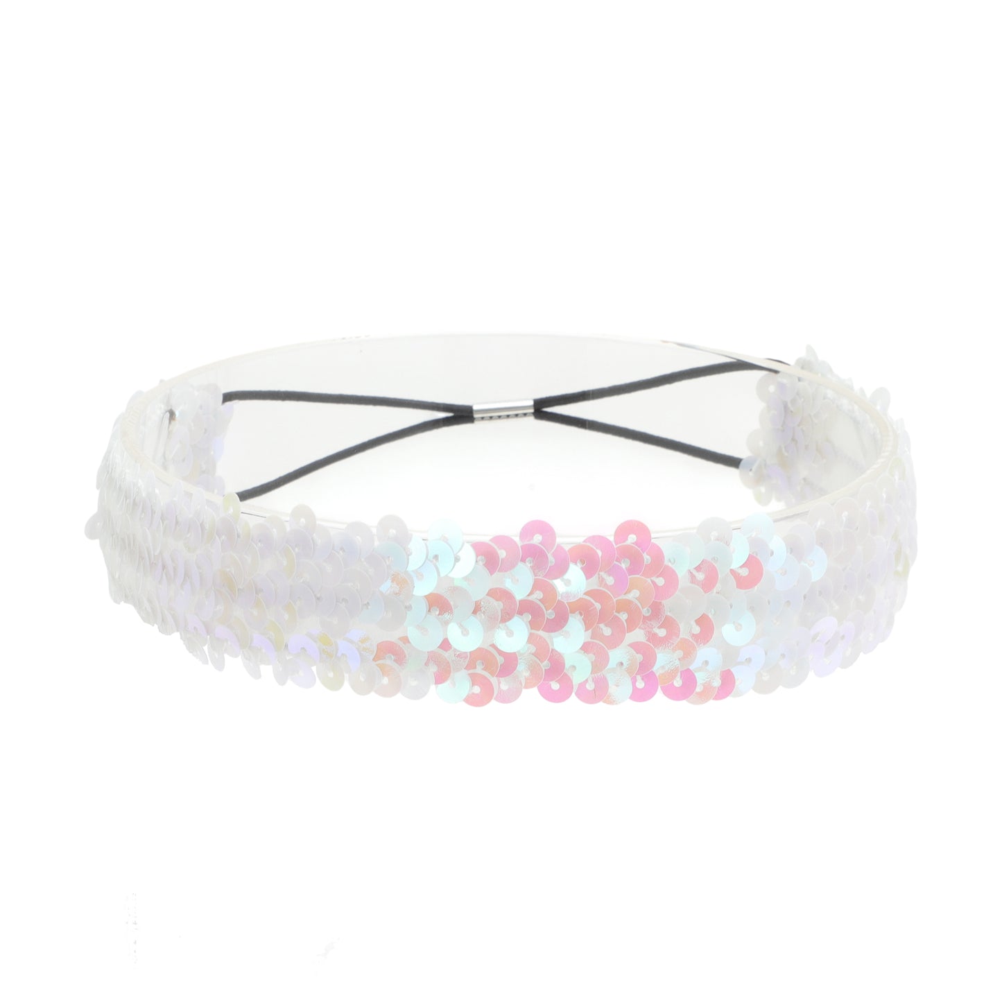 Diademas elásticas con lentejuelas para mujer, color blanco, 1 unidad