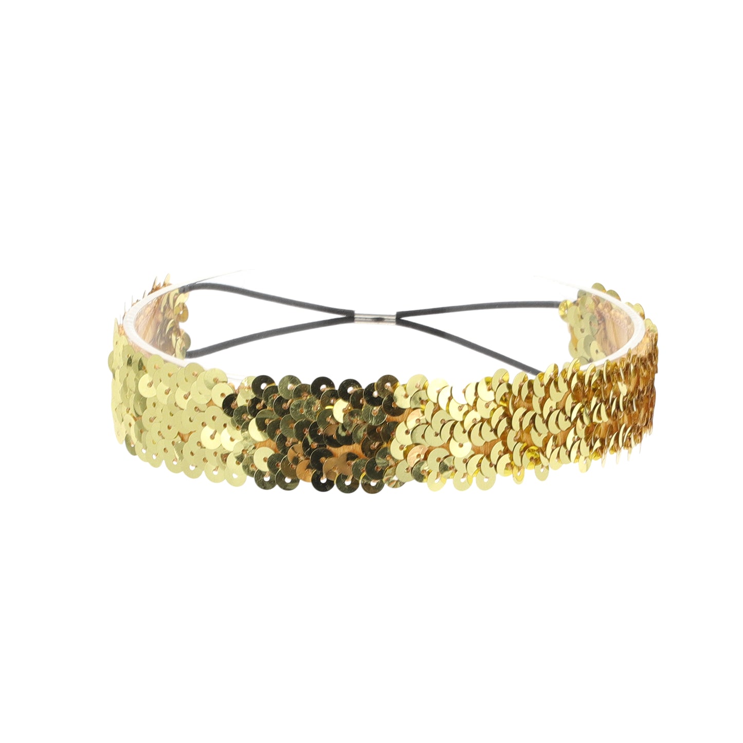 Elastic Band Sequins Headbands for Women Gold Tone 1 Pc