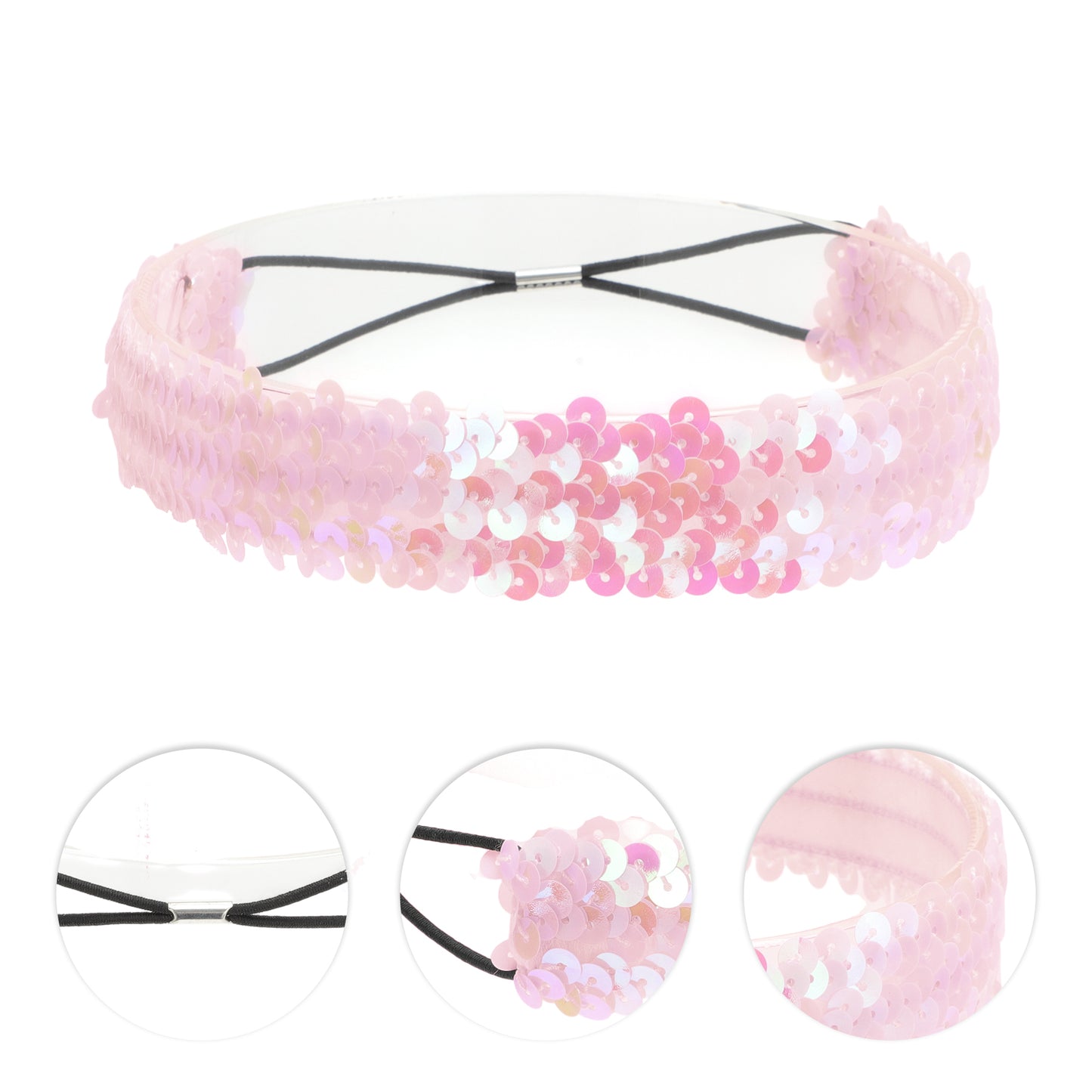 Elastic Band Sequins Headbands for Women Pink 1 Pc