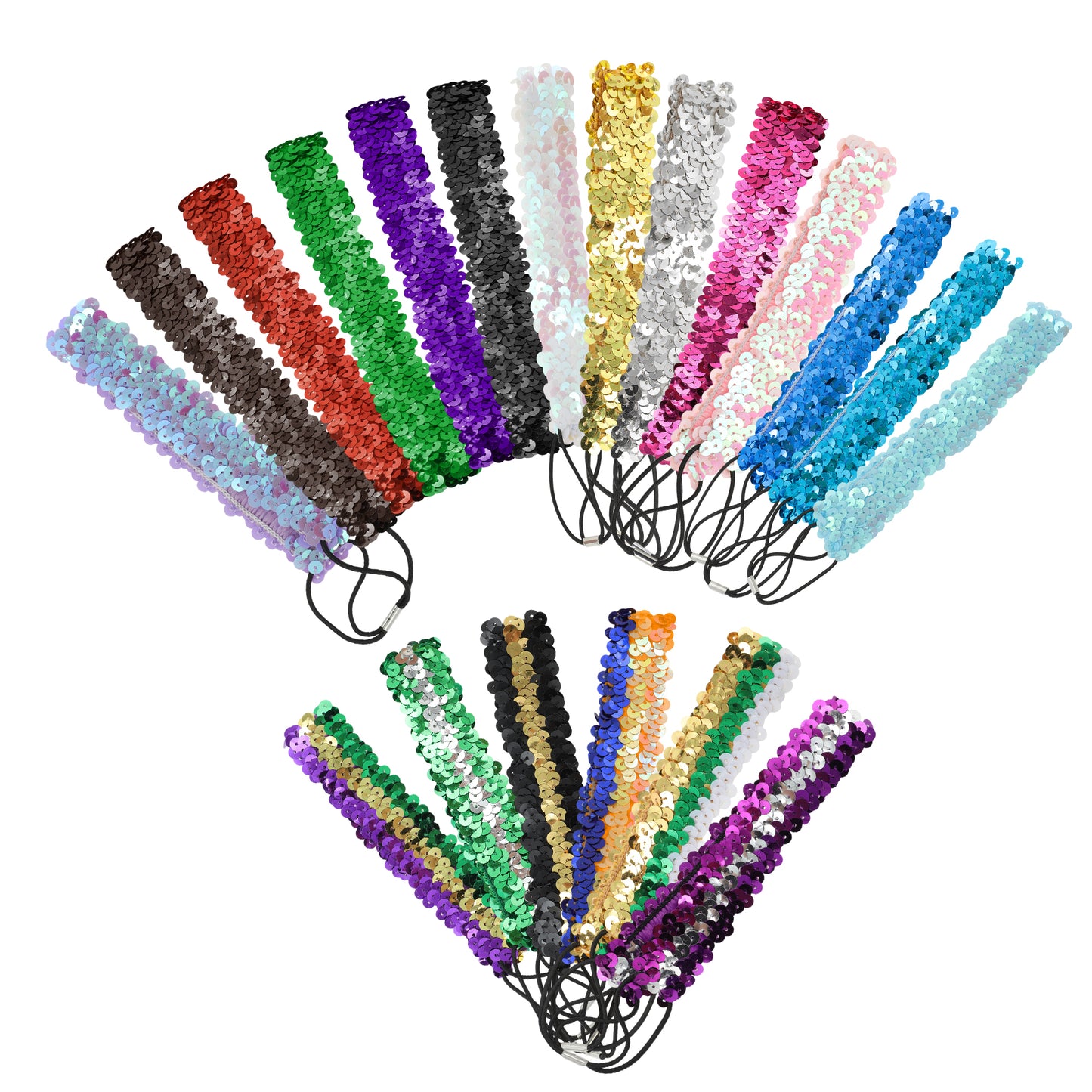 Diademas elásticas con lentejuelas para mujer, color verde y plateado, 1 unidad