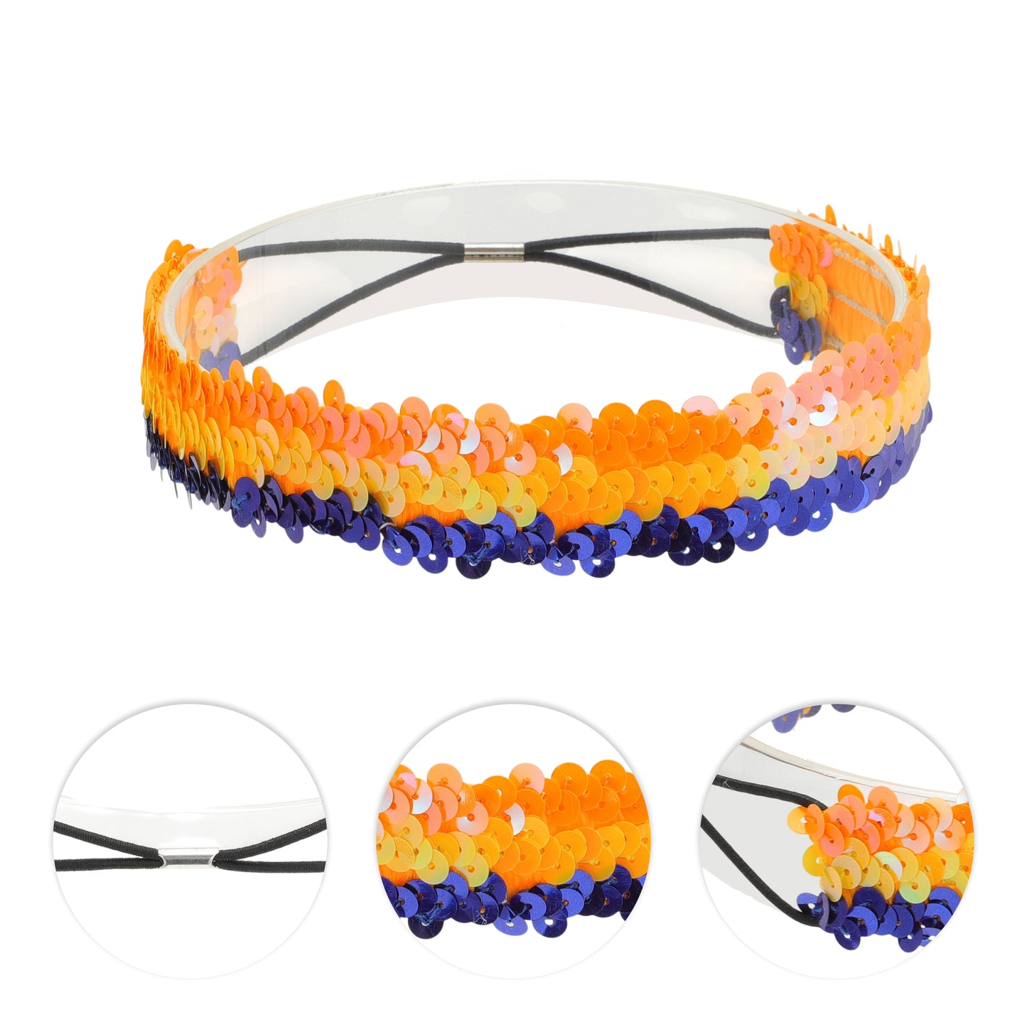 Diademas elásticas con lentejuelas para mujer, color azul y amarillo, 1 unidad