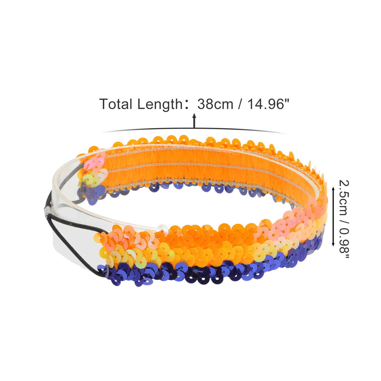 Diademas elásticas con lentejuelas para mujer, color azul y amarillo, 1 unidad