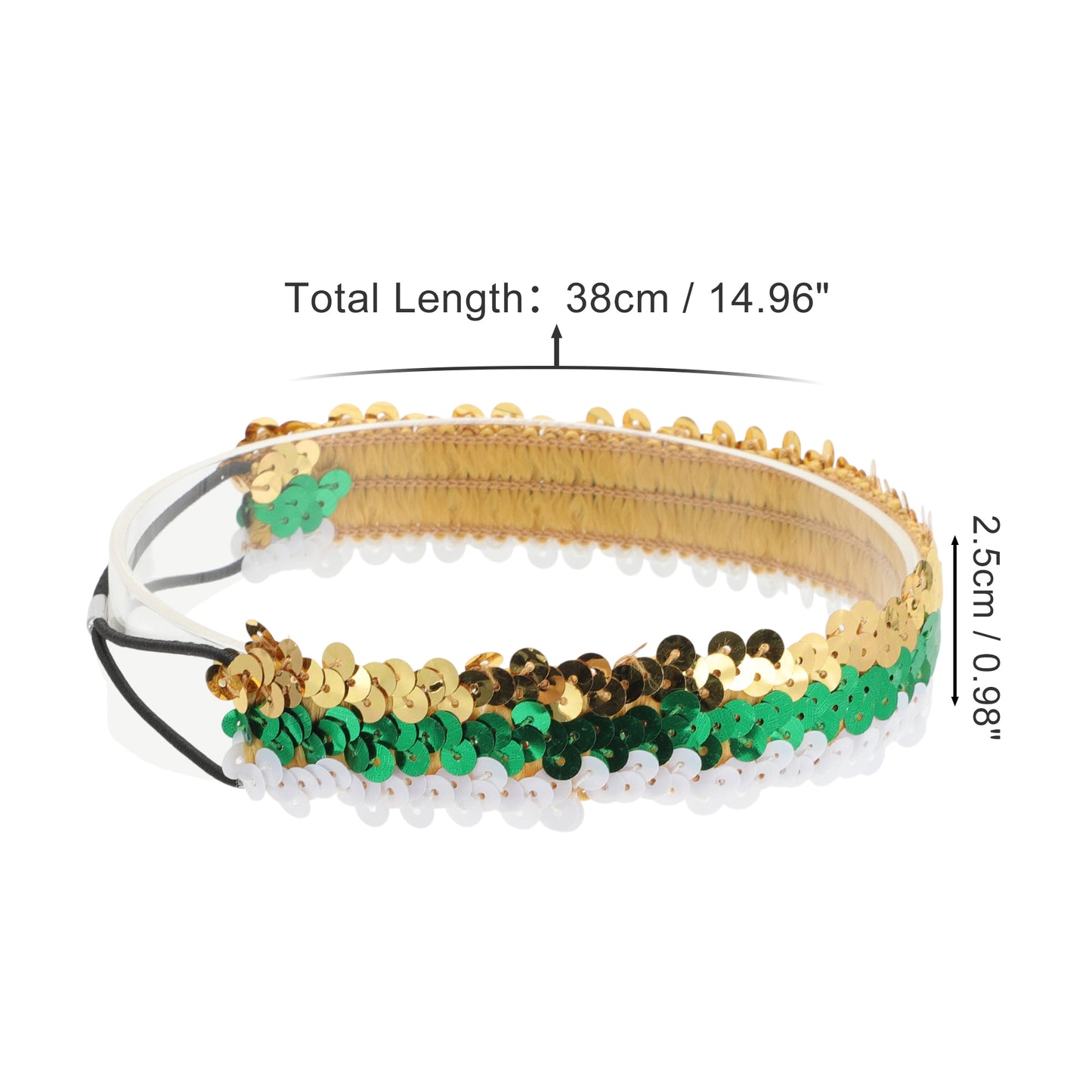 Diademas elásticas con lentejuelas para mujer, color dorado y blanco, 1 unidad