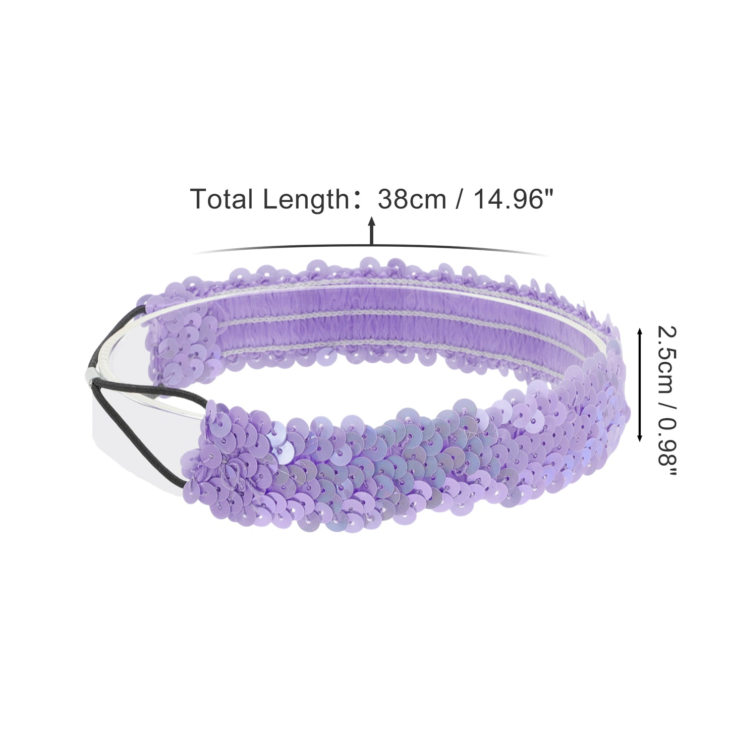 Diademas elásticas con lentejuelas para mujer, color morado oscuro, 1 unidad