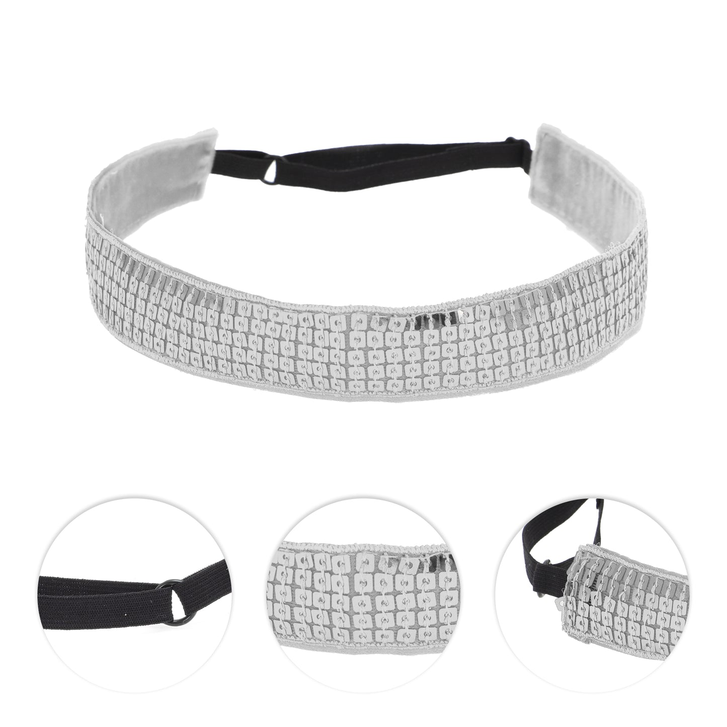Diademas de lentejuelas ajustables para mujer en tono plateado, 1 pieza