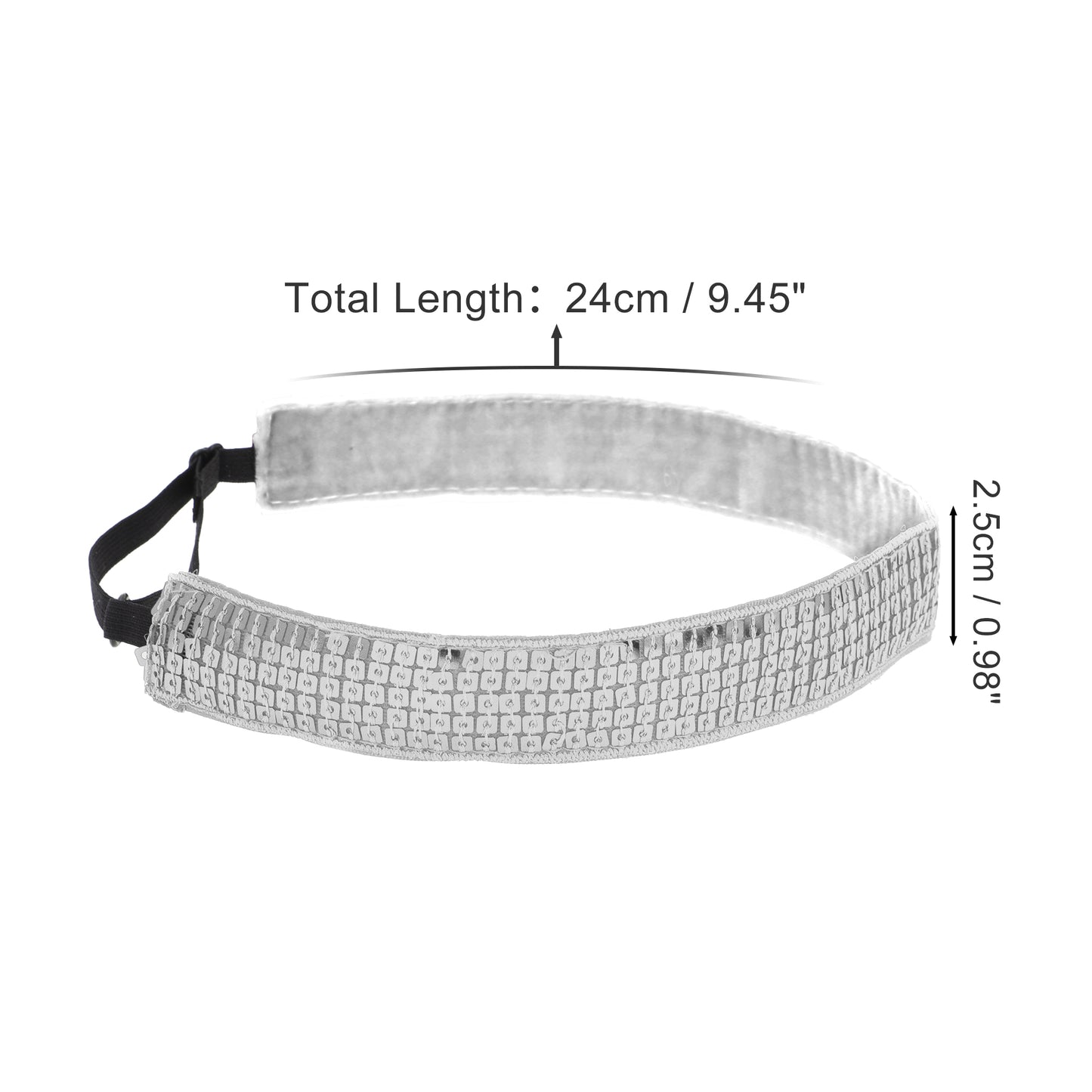 Diademas de lentejuelas ajustables para mujer en tono plateado, 1 pieza
