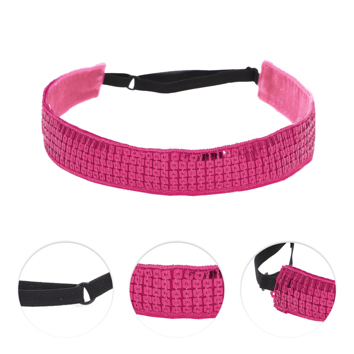 Diademas de lentejuelas ajustables para mujer, color rosa y rojo, 1 unidad