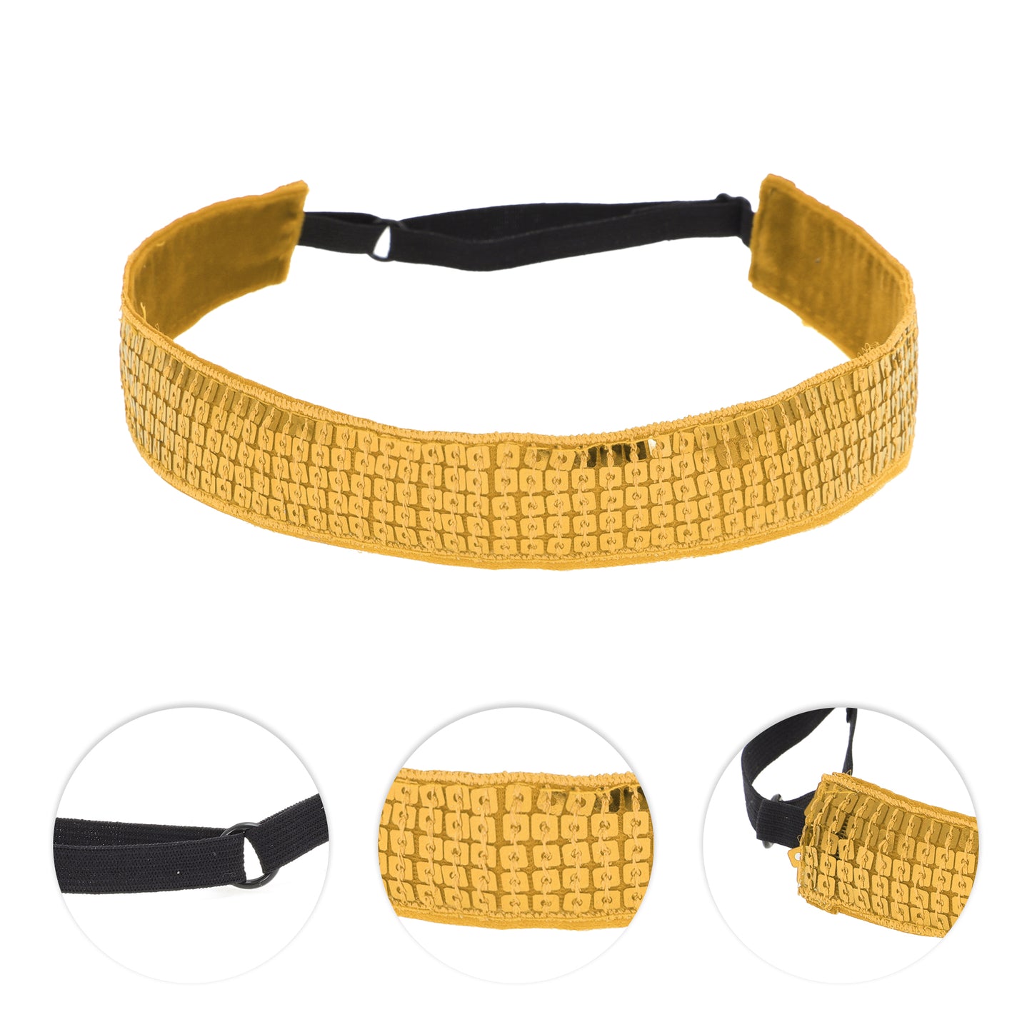 Diademas de lentejuelas ajustables para mujer en tono dorado, 1 pieza
