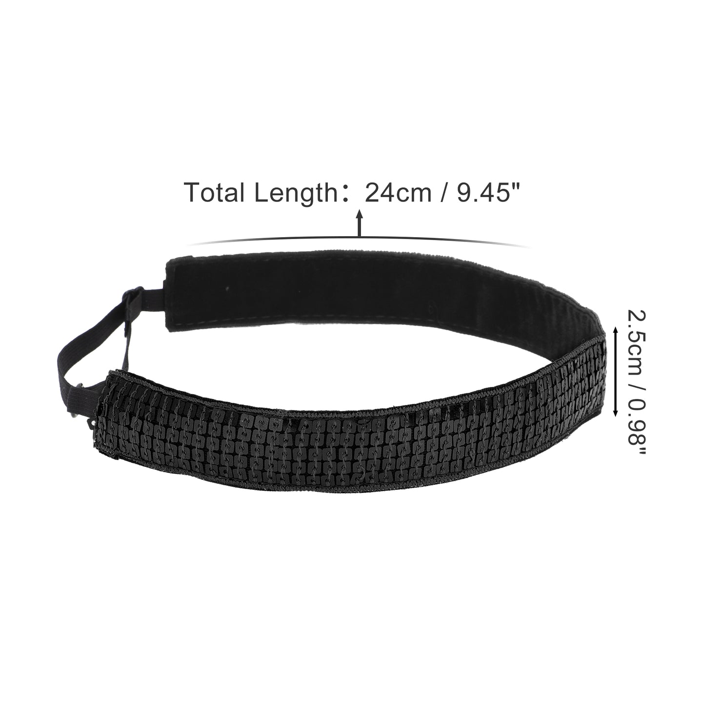 Diademas de lentejuelas ajustables para mujer, color negro, 1 unidad