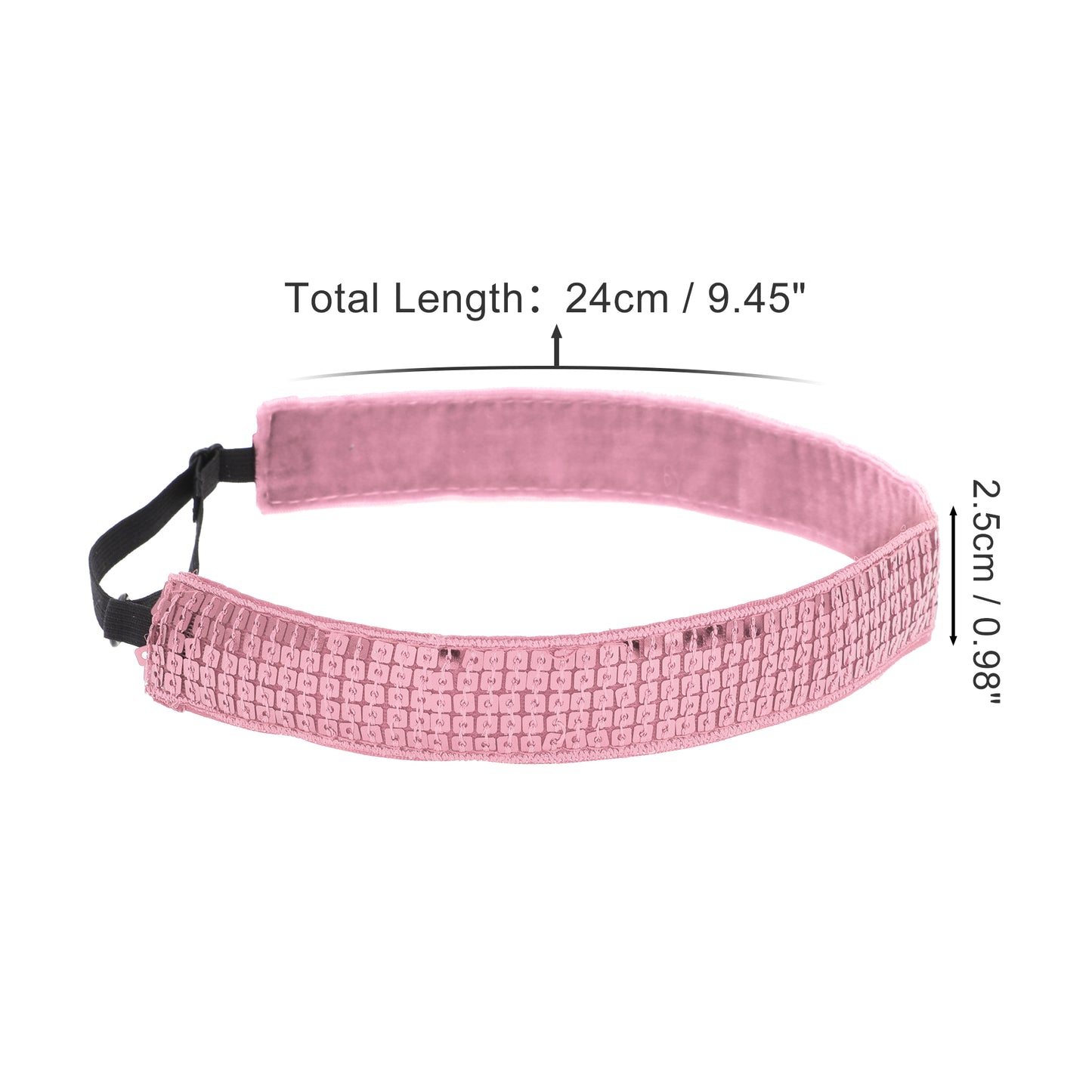 Diademas de lentejuelas ajustables para mujer, color rosa, 1 unidad