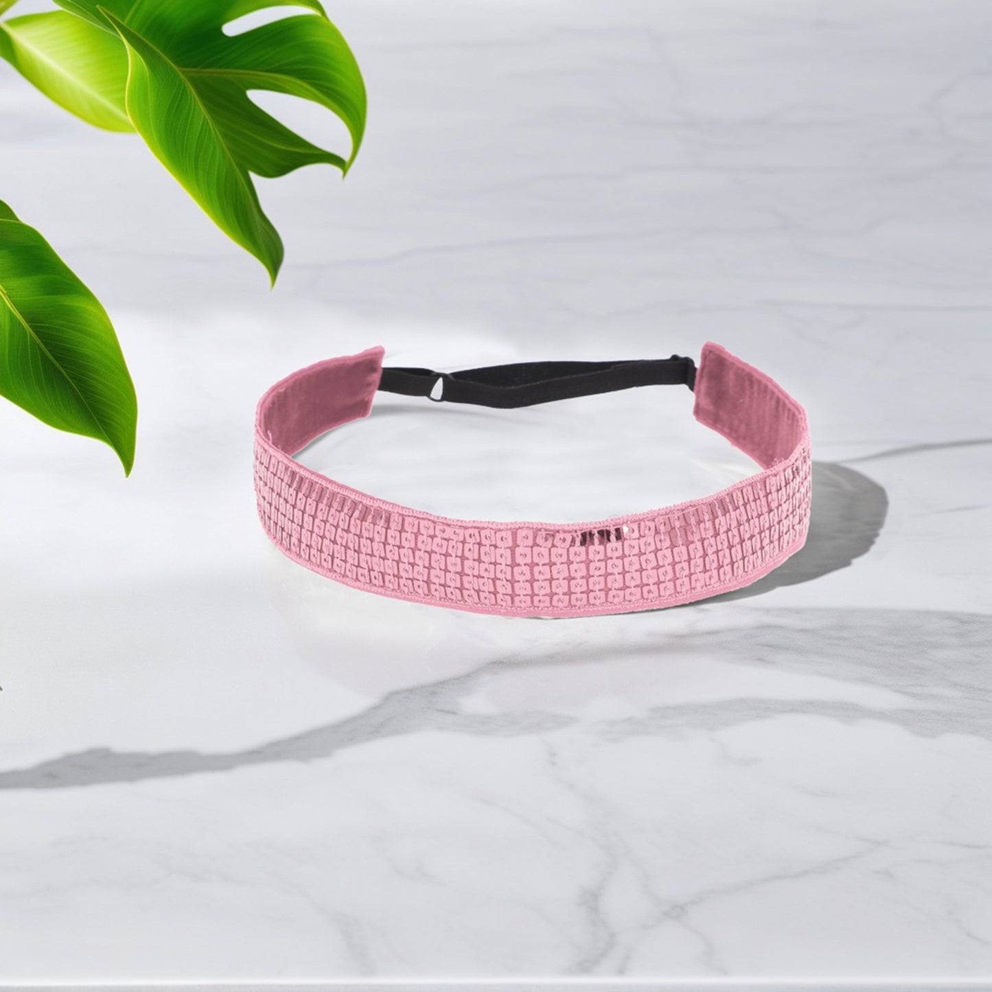 Adjustable Sequins Headbands for Women Pink 1 Pc