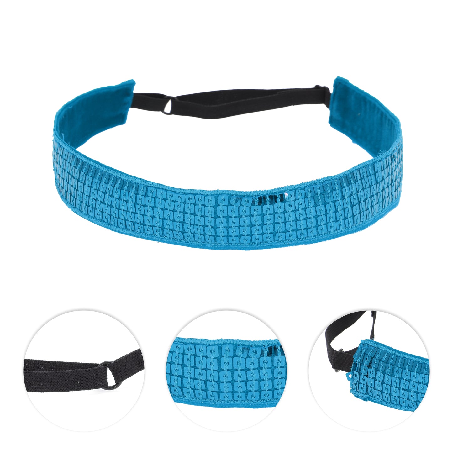 Diademas de lentejuelas ajustables para mujer, color azul lago, 1 unidad