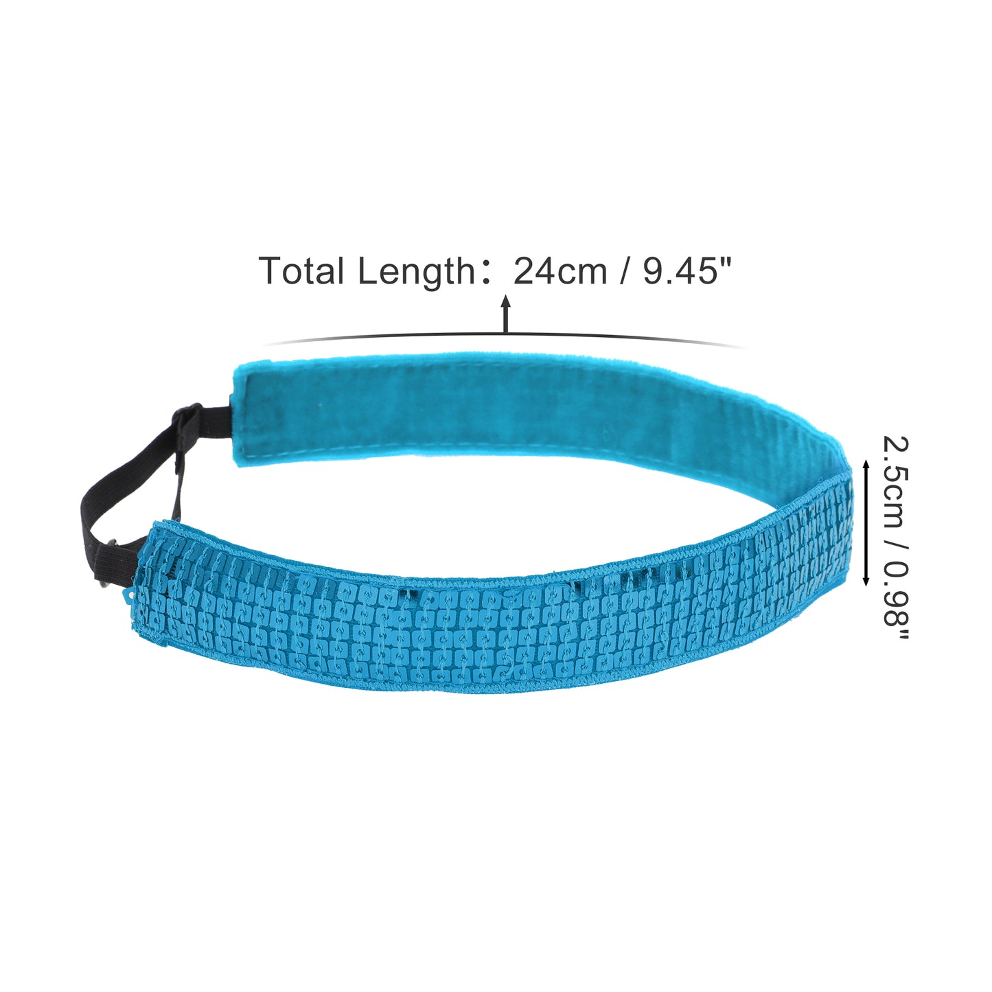 Diademas de lentejuelas ajustables para mujer, color azul lago, 1 unidad