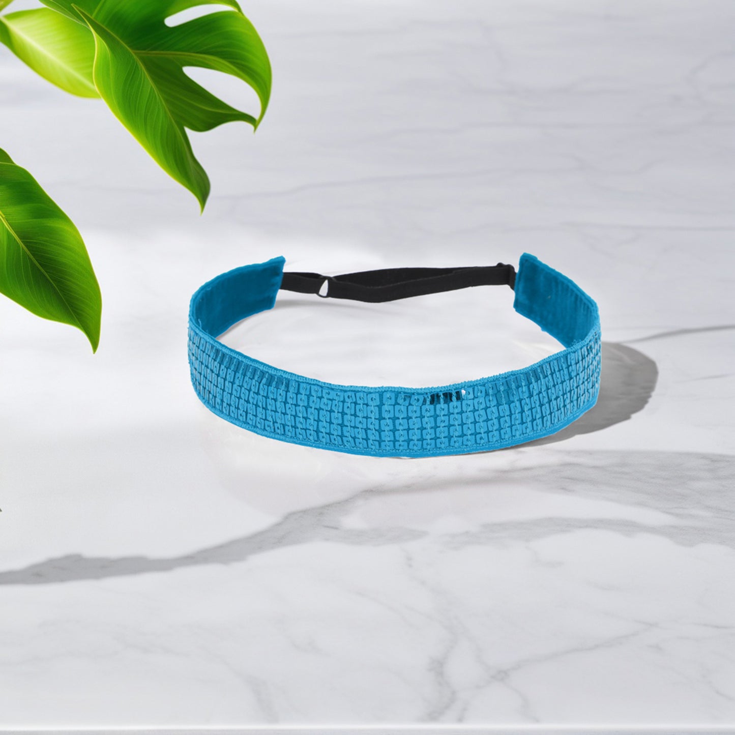 Adjustable Sequins Headbands for Women Lake Blue 1 Pc