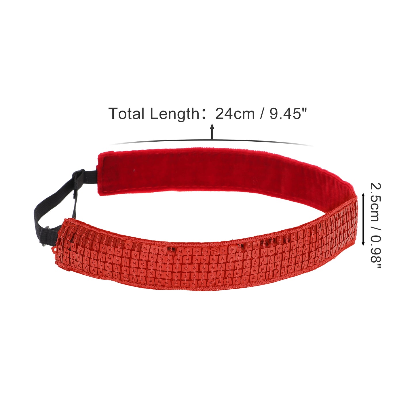 Diademas de lentejuelas ajustables para mujer, color rojo, 1 unidad
