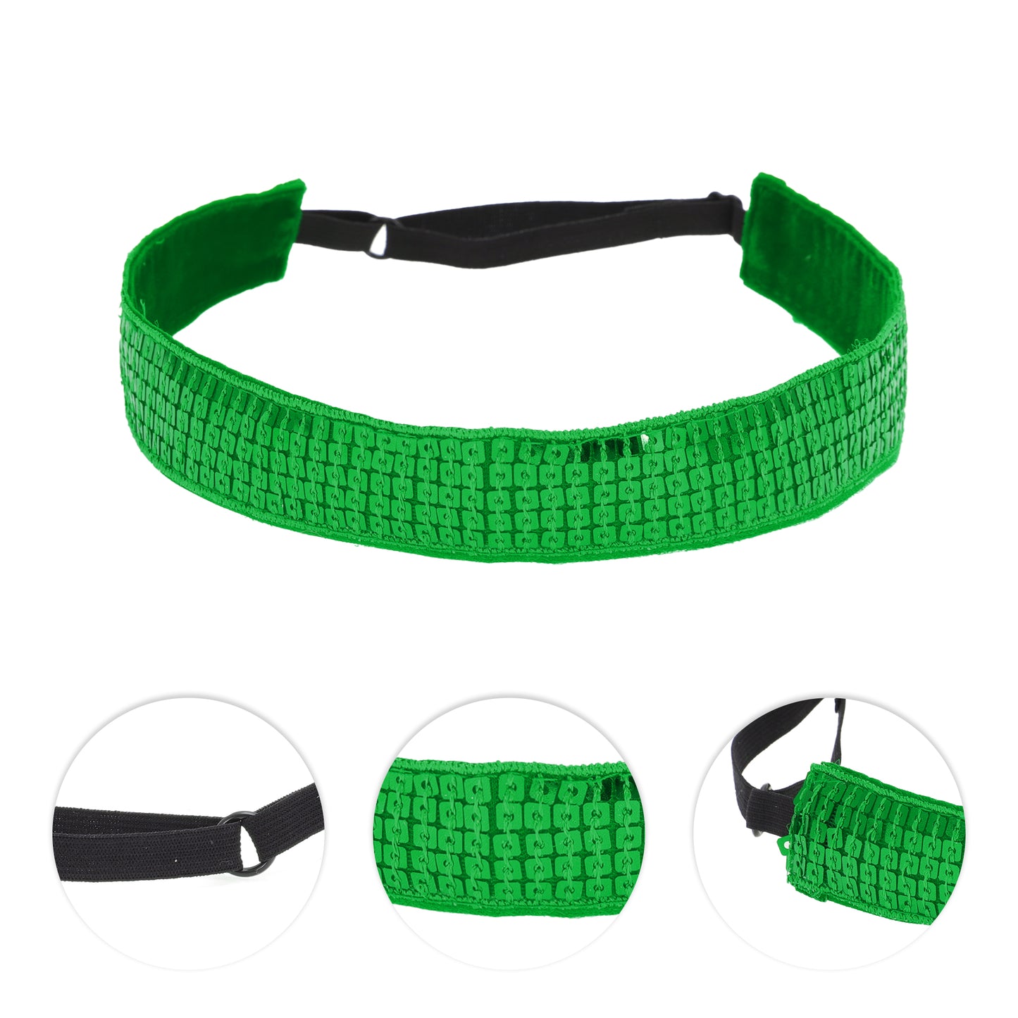 Diademas de lentejuelas ajustables para mujer, color verde, 1 unidad