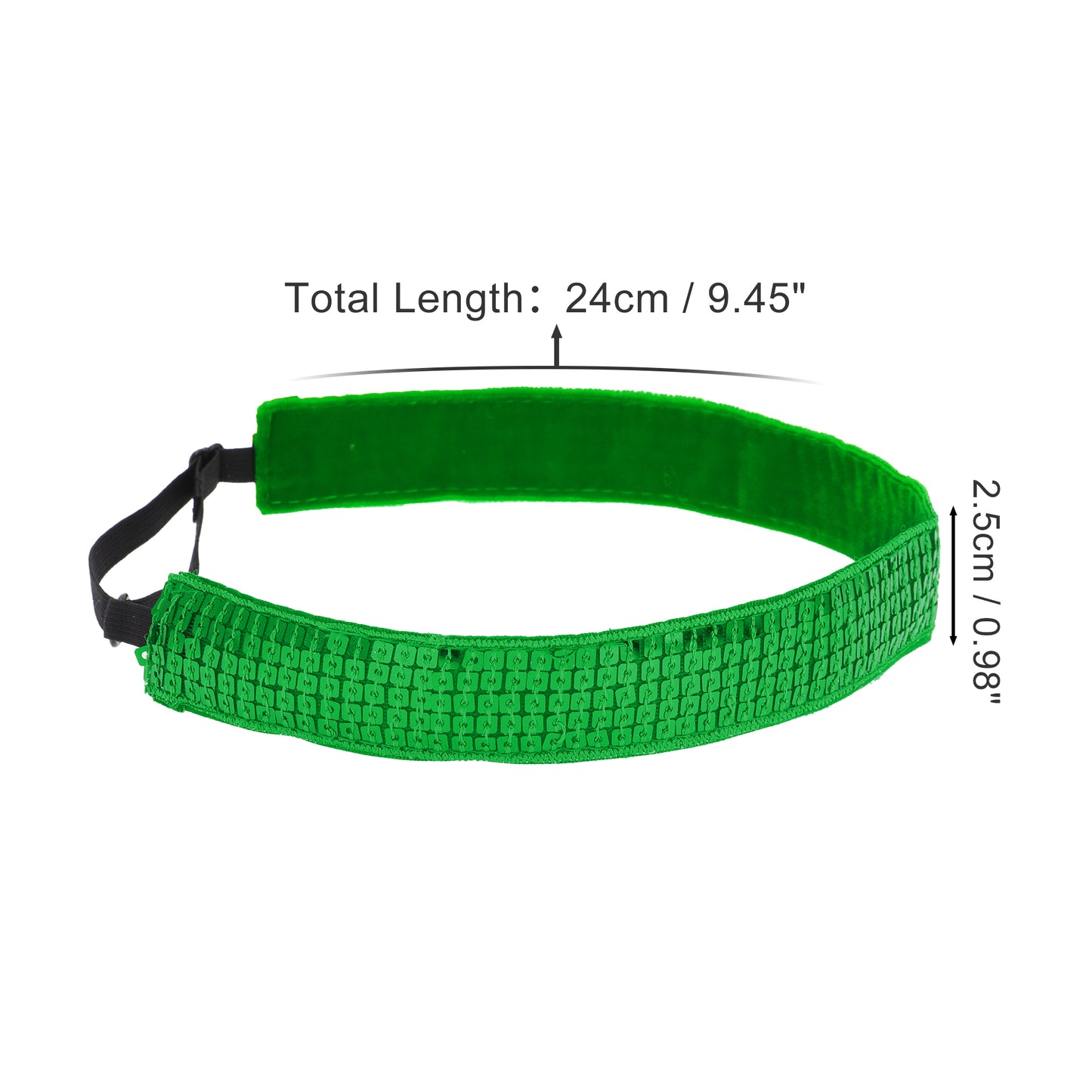 Diademas de lentejuelas ajustables para mujer, color verde, 1 unidad