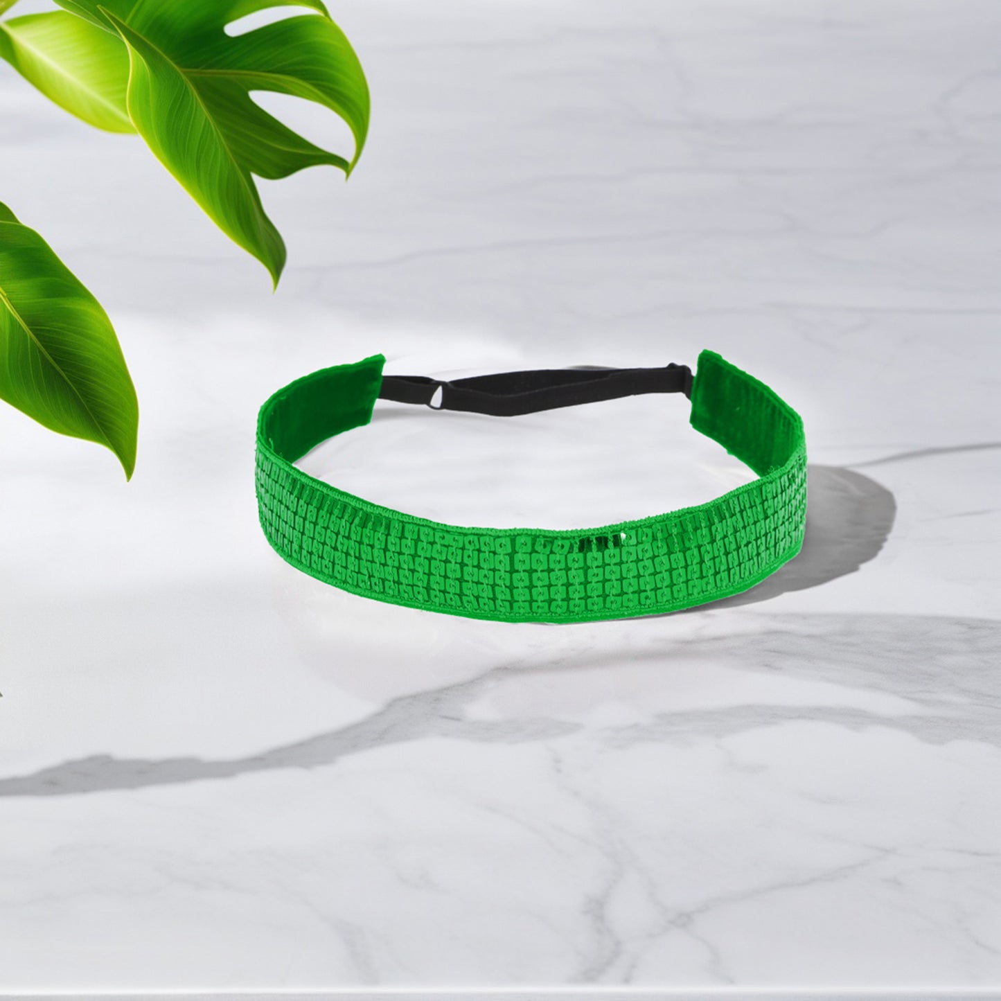 Diademas de lentejuelas ajustables para mujer, color verde, 1 unidad