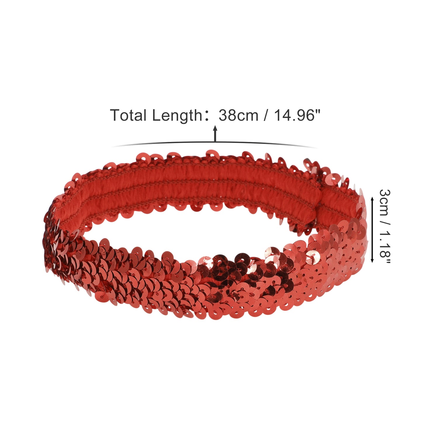 Diademas elásticas con lentejuelas para mujer, color rojo, 1 unidad