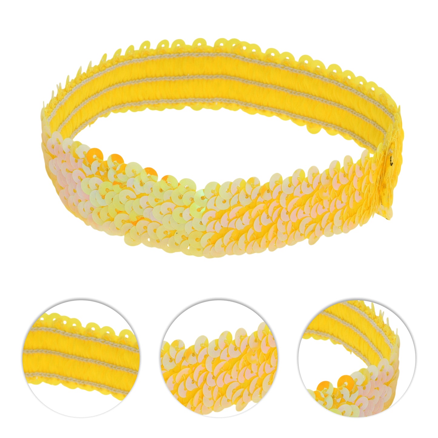 Diademas elásticas con lentejuelas para mujer, color amarillo, 1 unidad