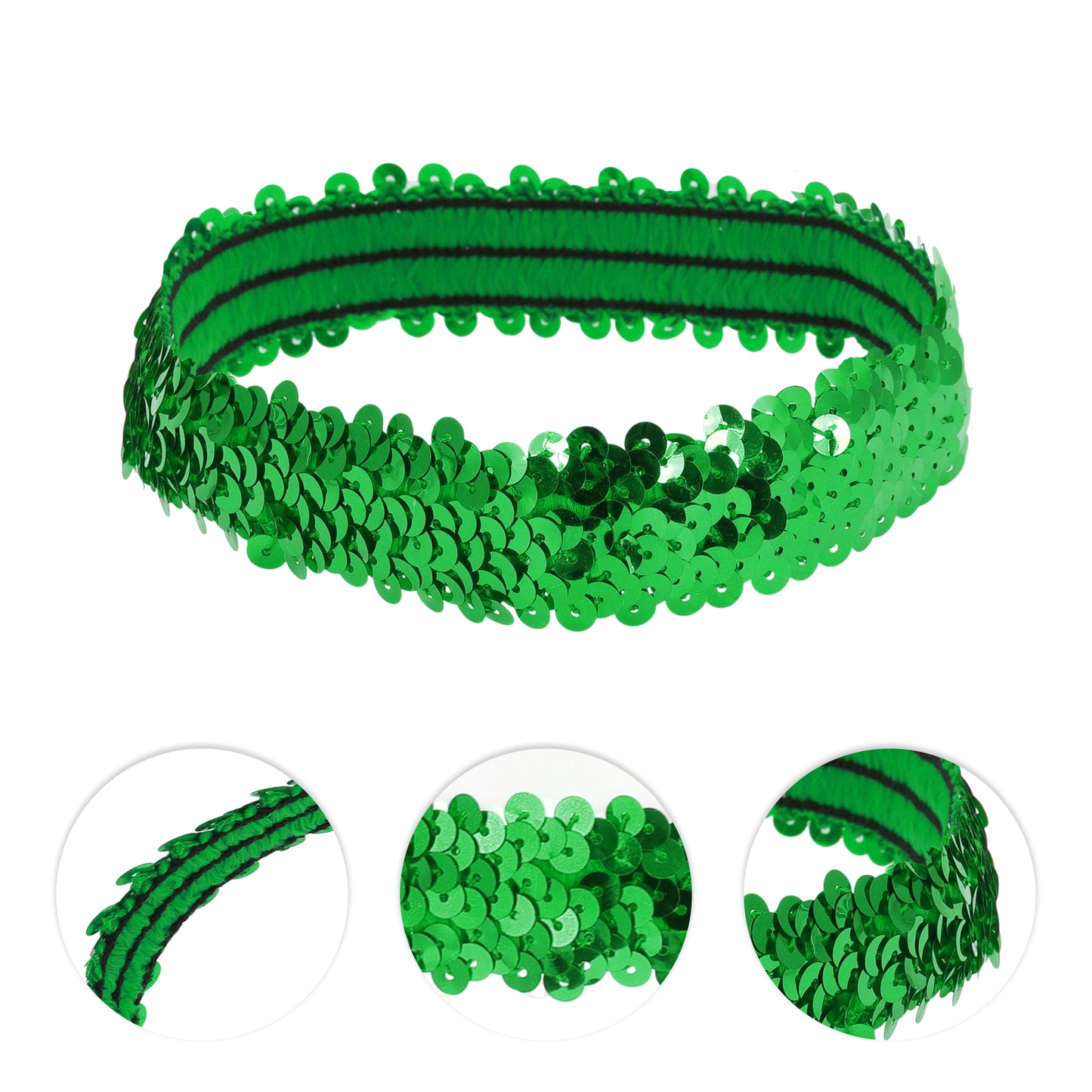 Diademas elásticas con lentejuelas para mujer, color verde, 1 unidad