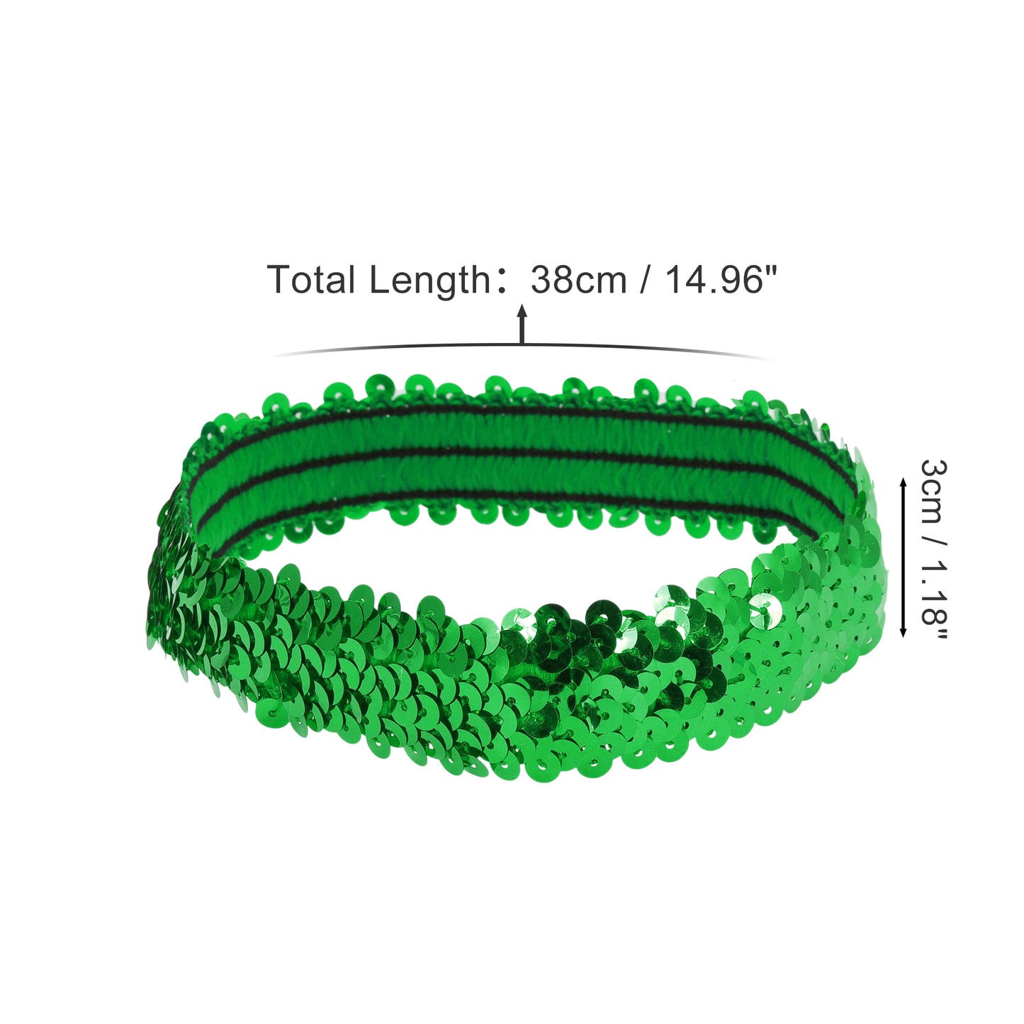 Diademas elásticas con lentejuelas para mujer, color verde, 1 unidad