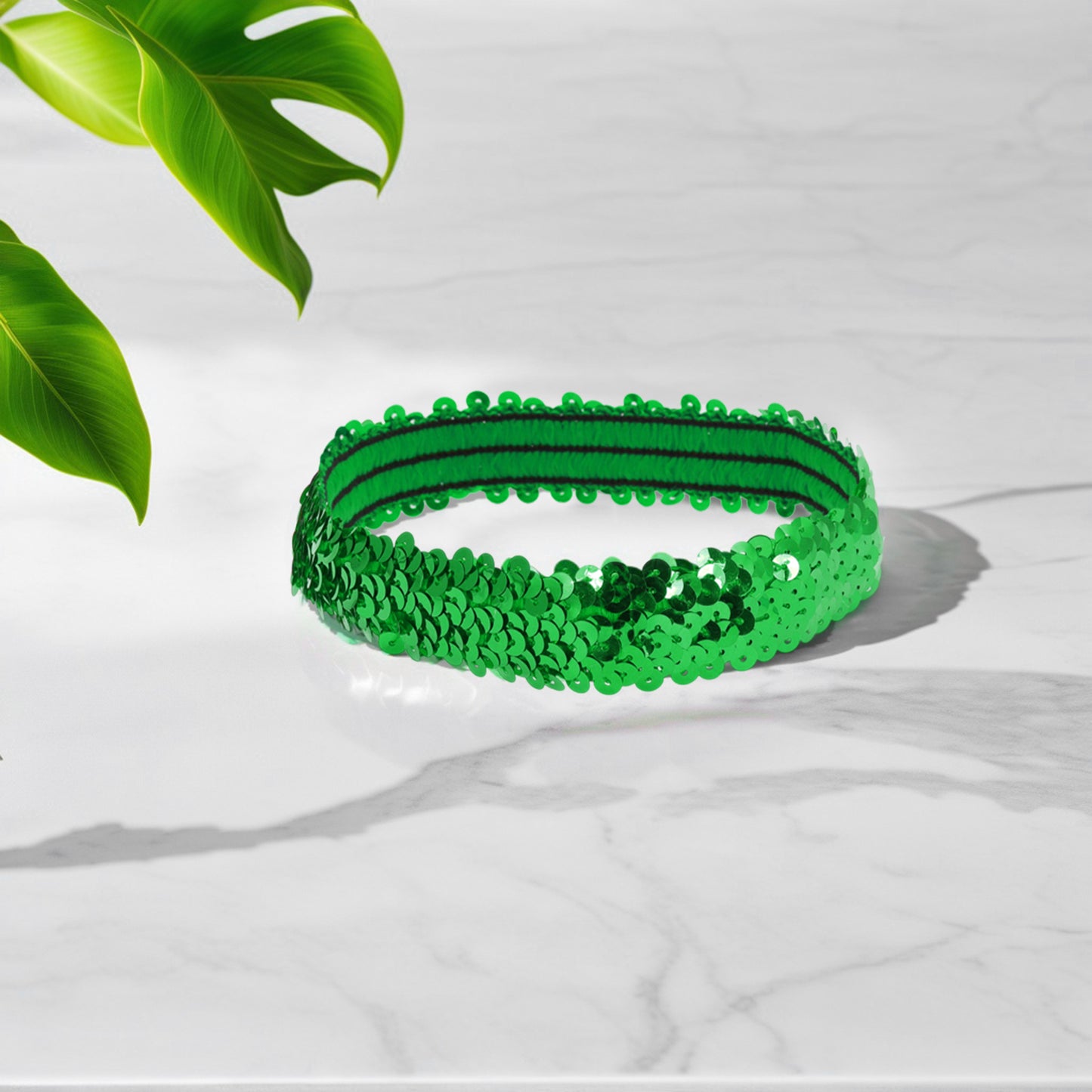 Diademas elásticas con lentejuelas para mujer, color verde, 1 unidad