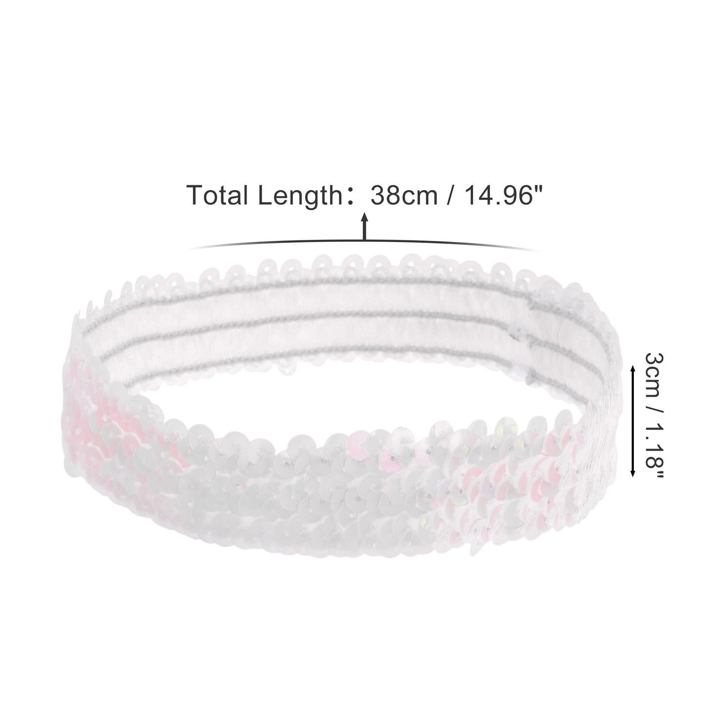 Diademas elásticas con lentejuelas para mujer, color blanco, 1 unidad