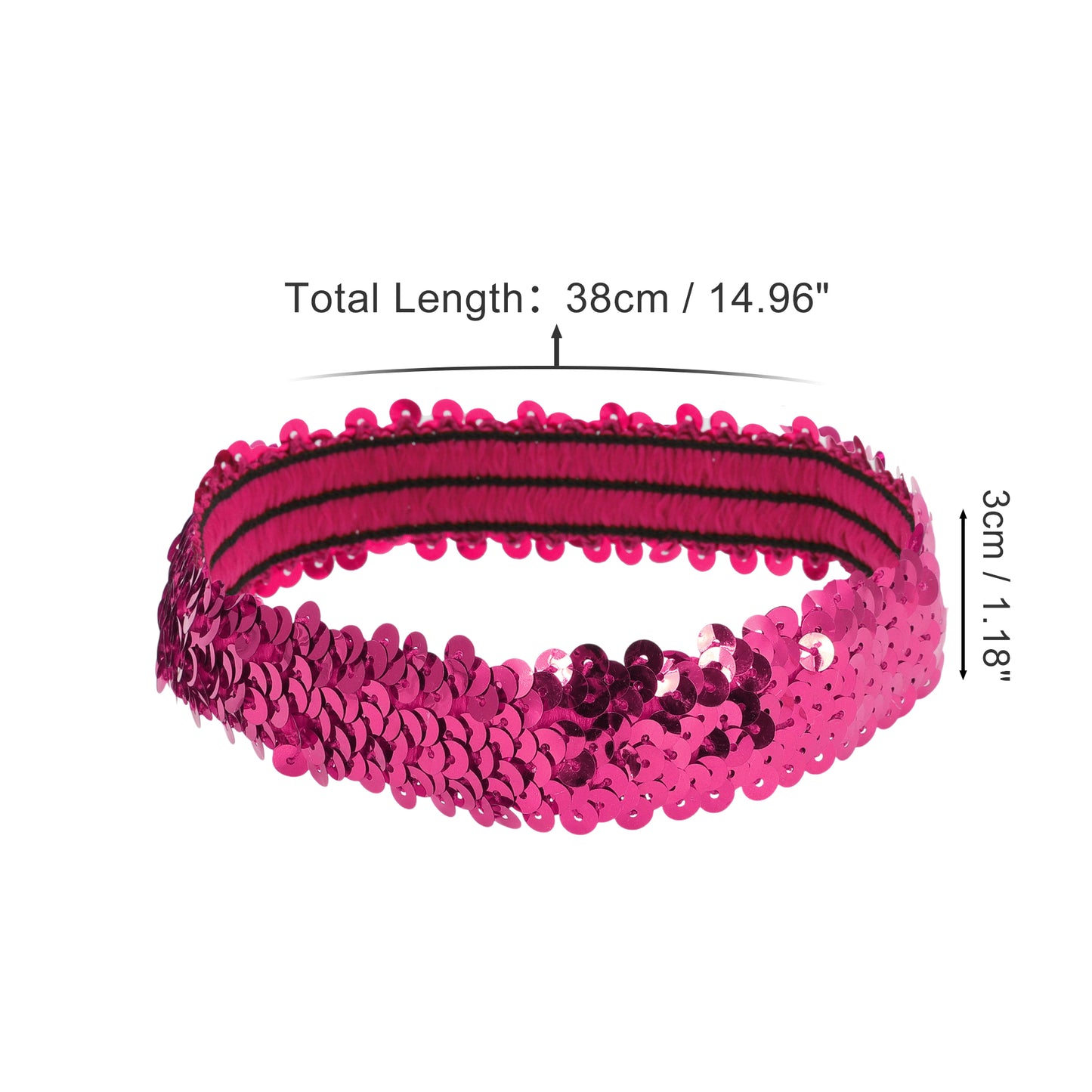 Diademas elásticas con lentejuelas para mujer, color rosa y rojo, 1 unidad