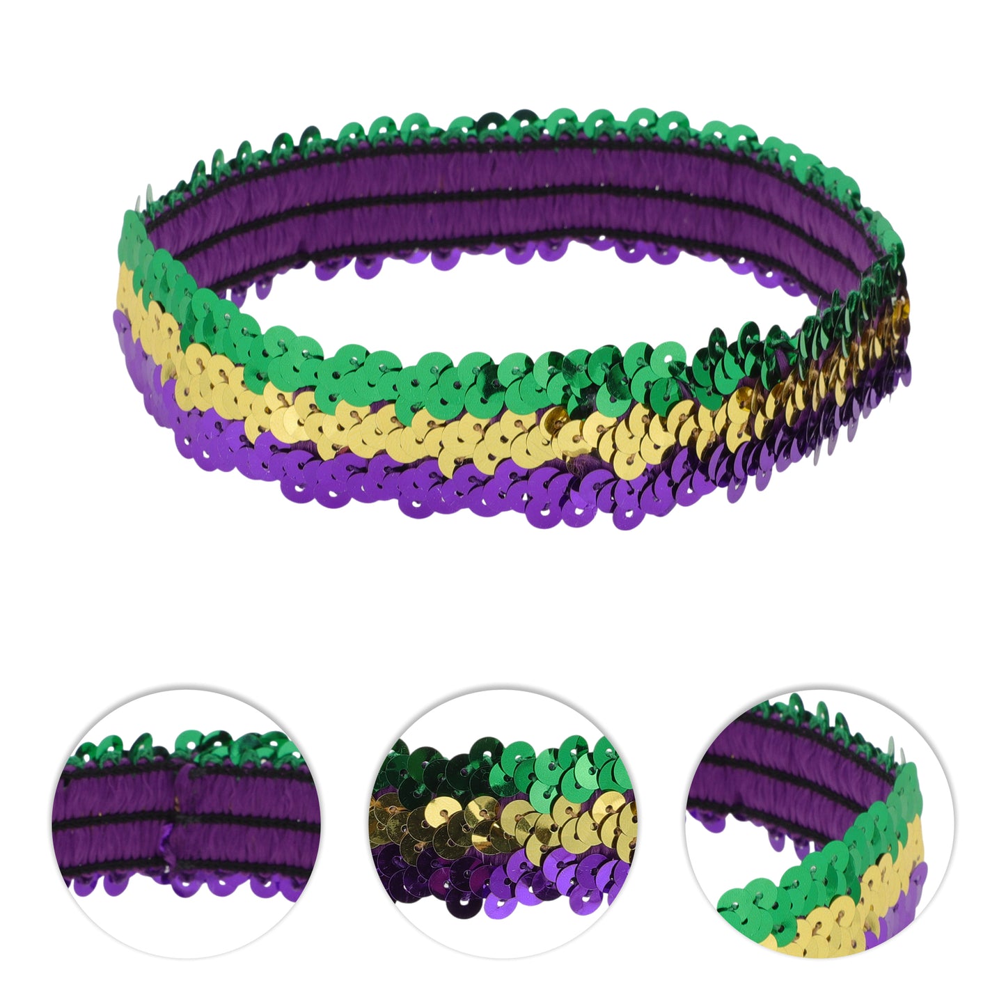 Diademas elásticas con lentejuelas para mujer, color dorado y verde, 1 unidad