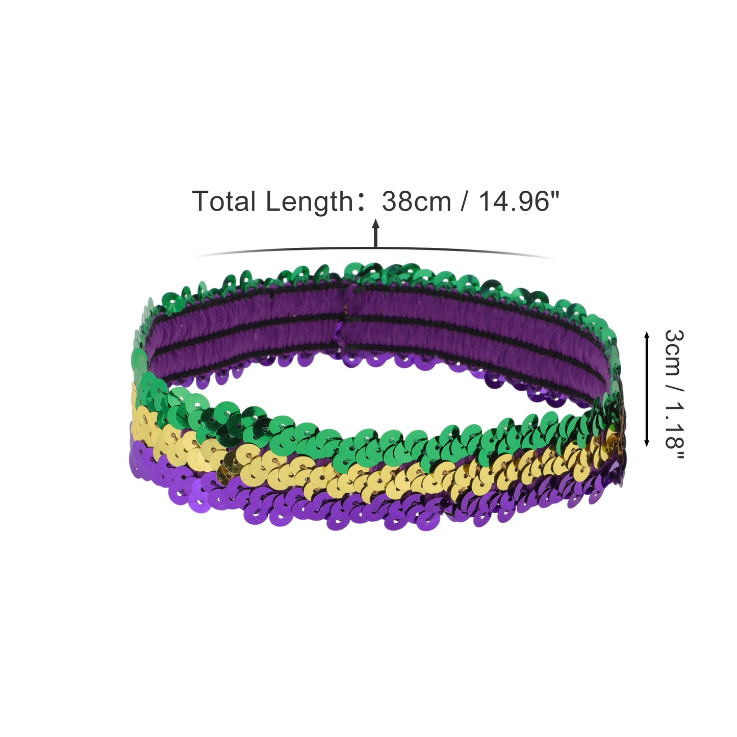 Diademas elásticas con lentejuelas para mujer, color dorado y verde, 1 unidad
