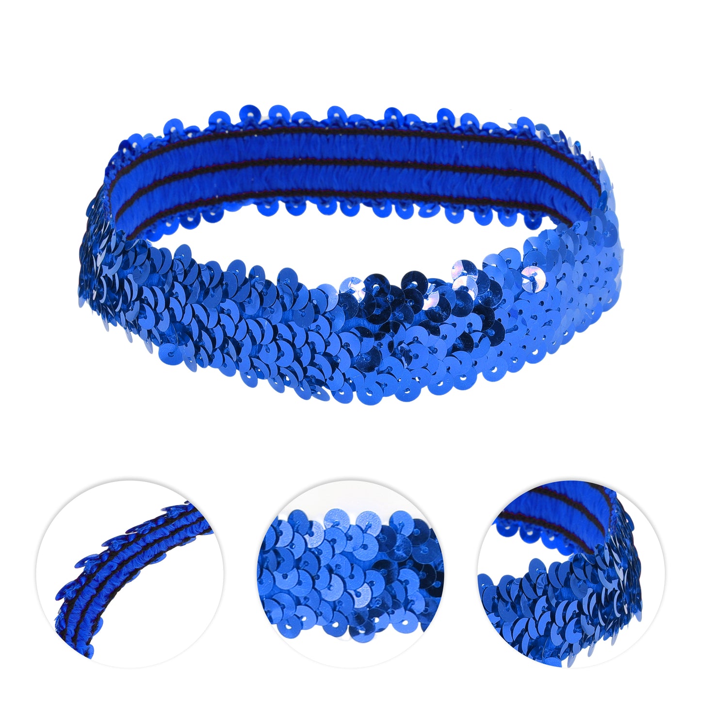 Diademas elásticas con lentejuelas para mujer, color azul oscuro, 1 unidad