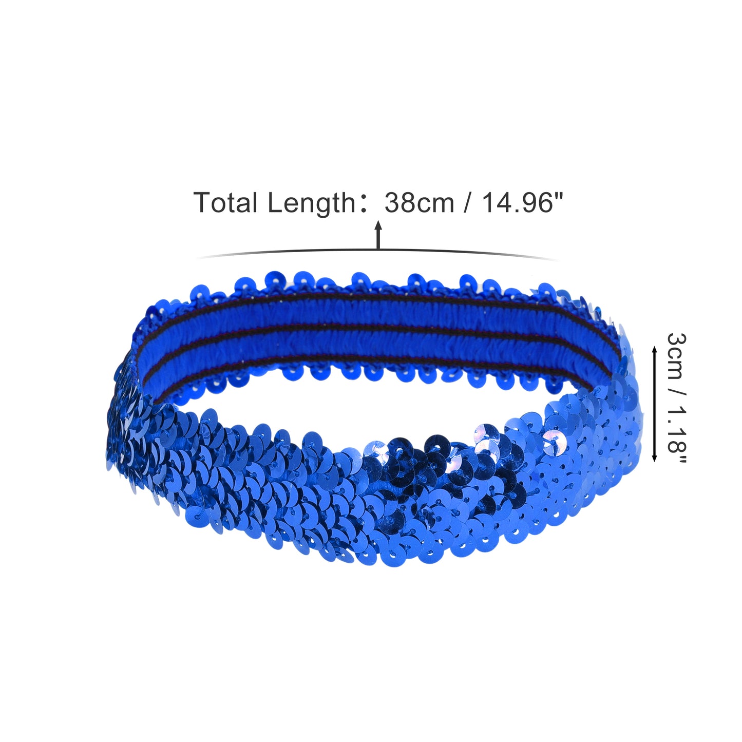 Diademas elásticas con lentejuelas para mujer, color azul oscuro, 1 unidad