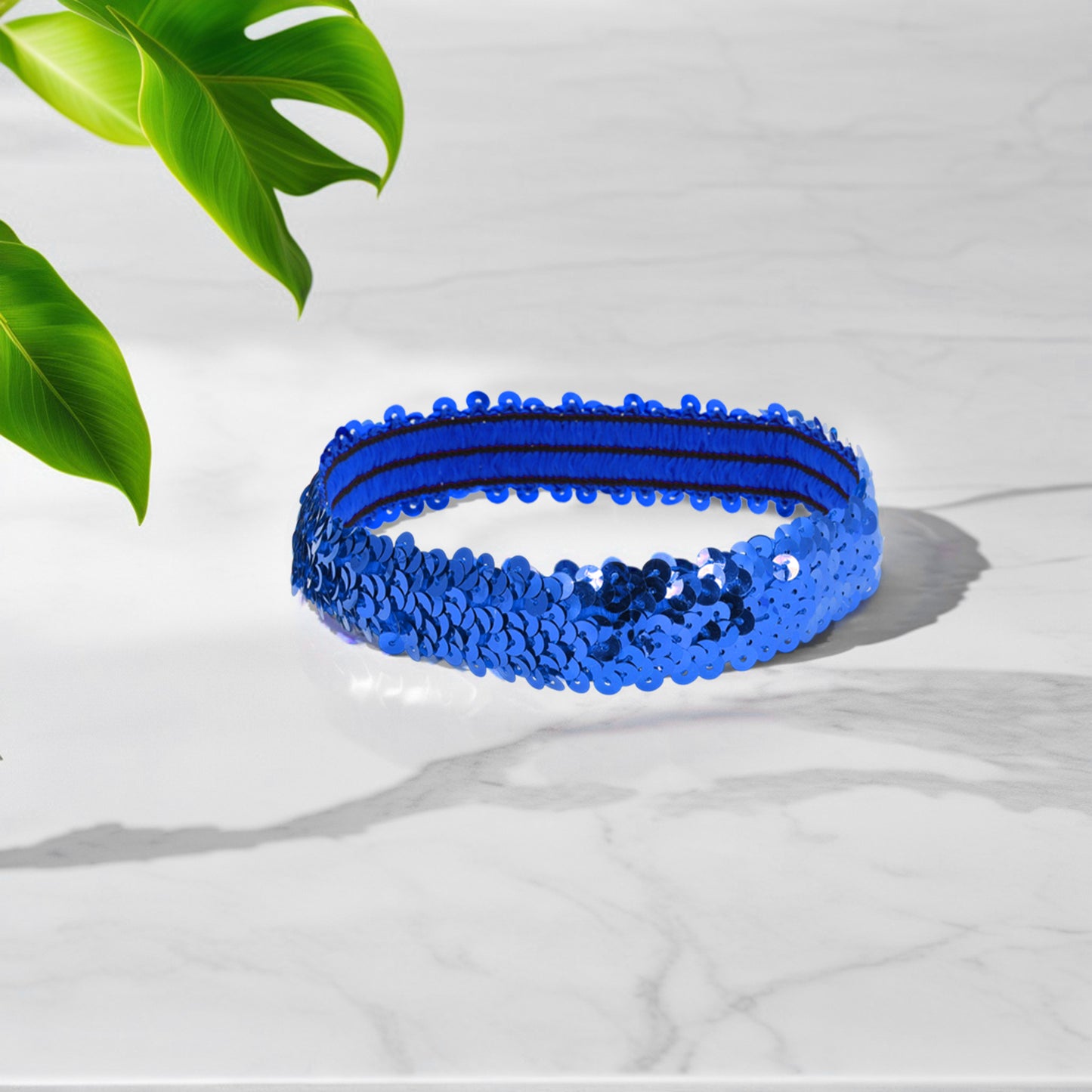 Diademas elásticas con lentejuelas para mujer, color azul oscuro, 1 unidad