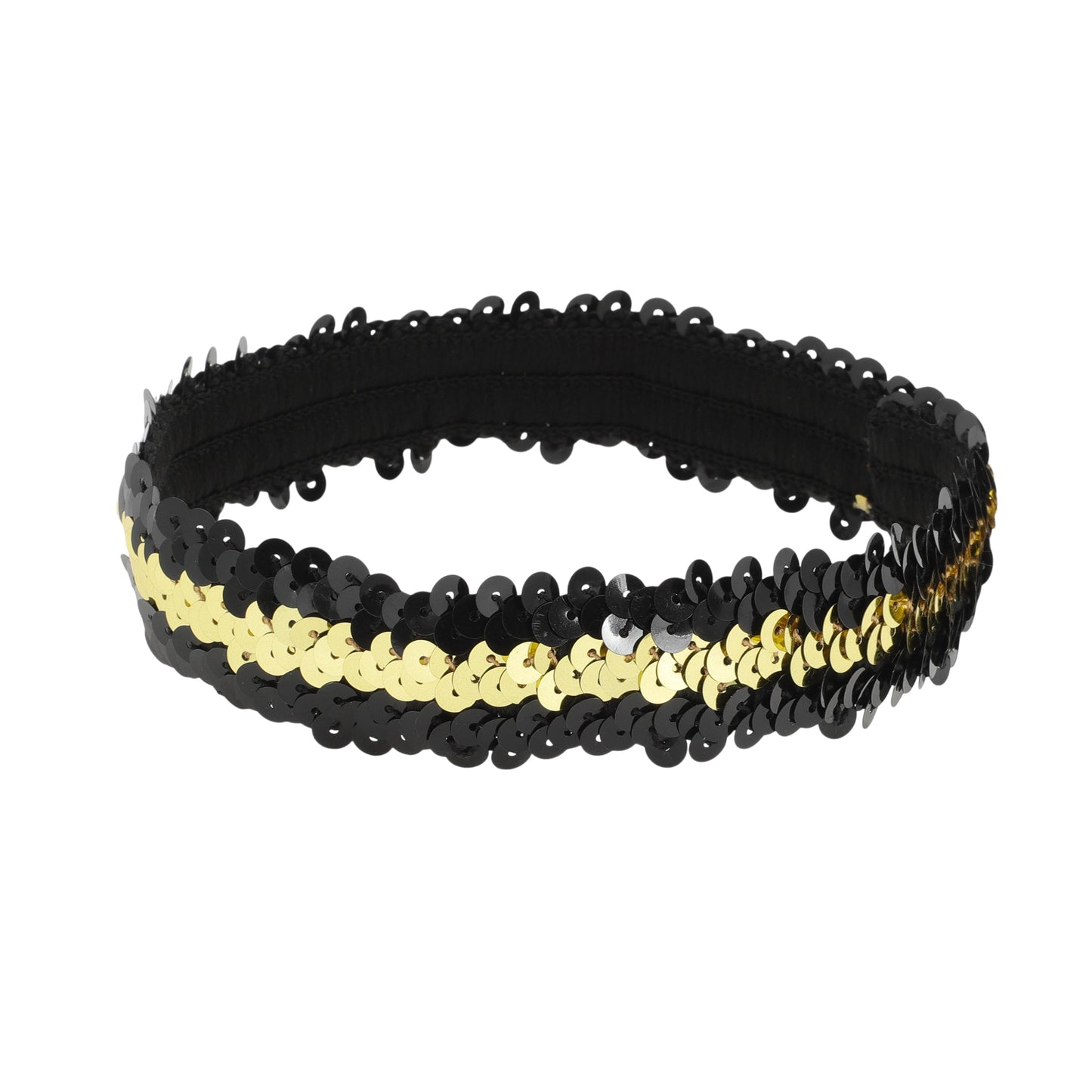 Diademas elásticas con lentejuelas para mujer, tono dorado y negro, 1 unidad