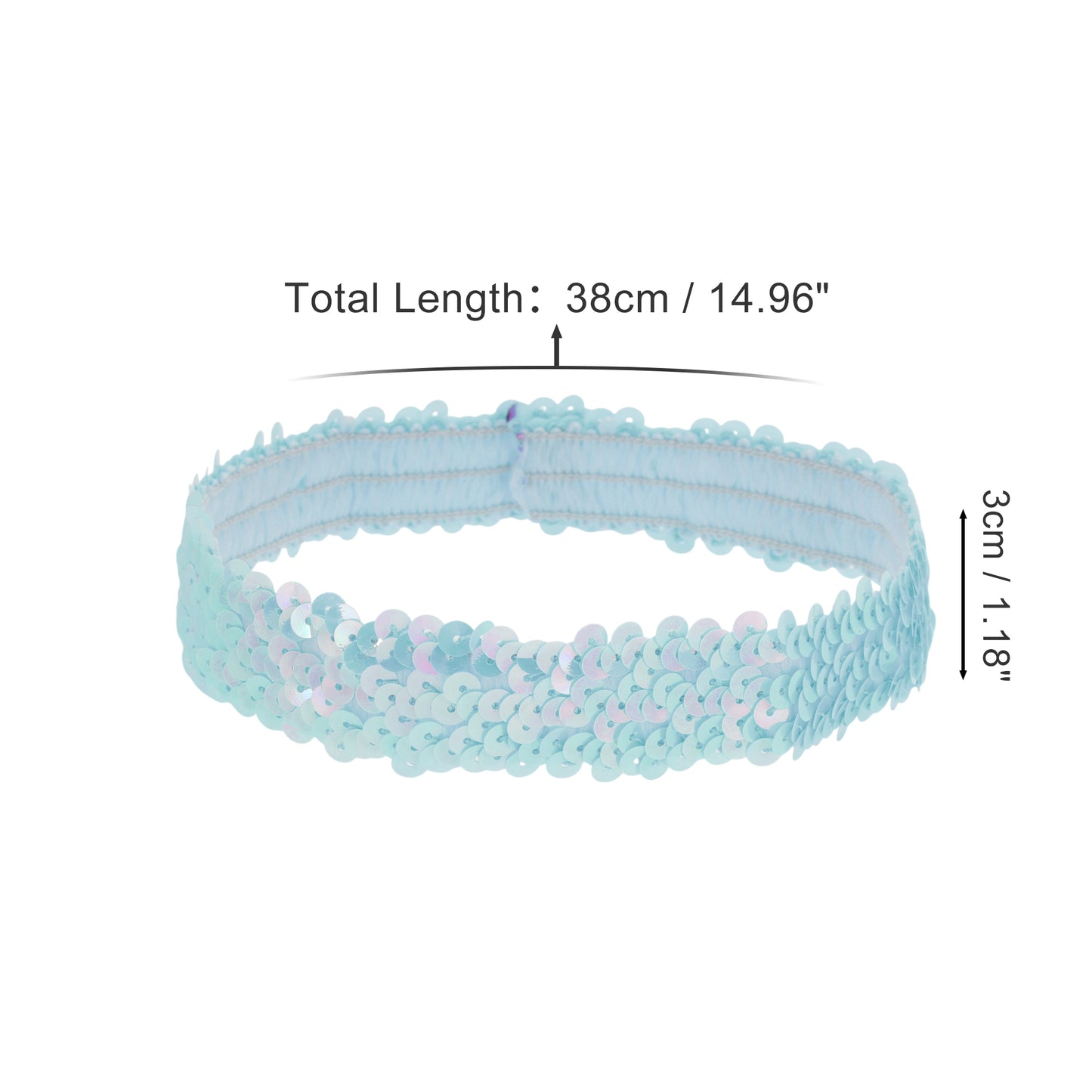 Diademas elásticas con lentejuelas para mujer, color azul claro, 1 unidad