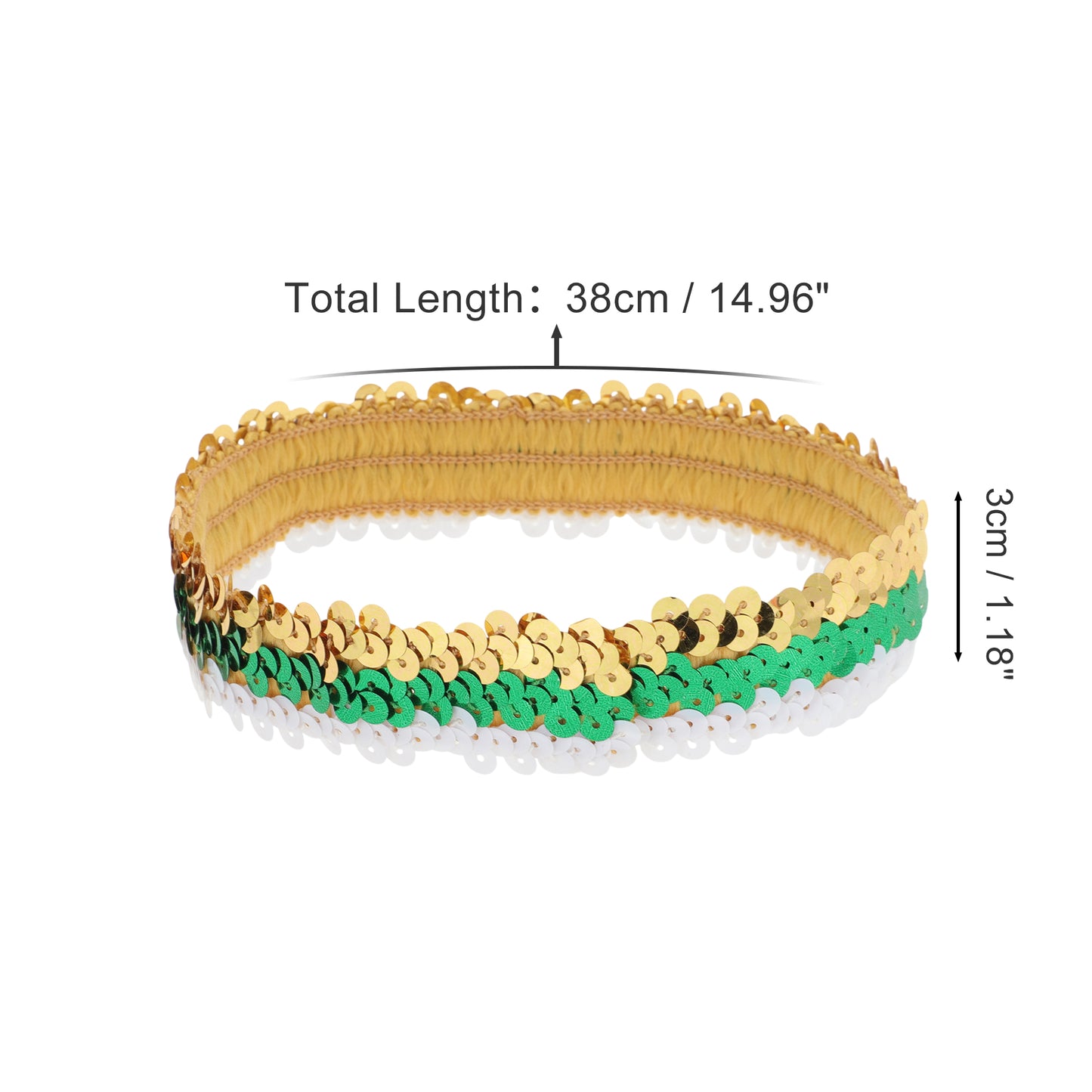 Diademas elásticas con lentejuelas para mujer, color dorado y blanco, 1 unidad