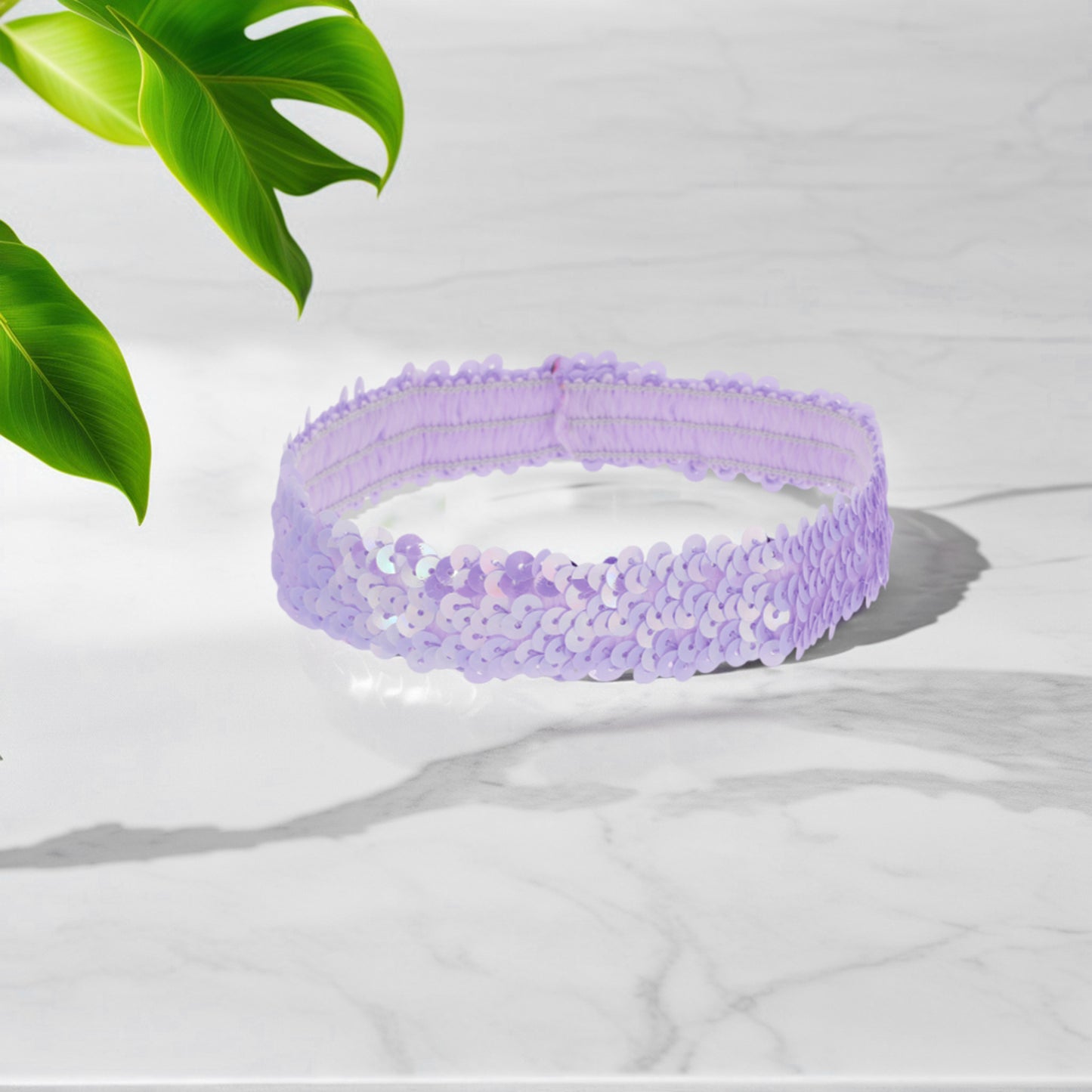 Diademas elásticas con lentejuelas para mujer, color morado oscuro, 1 unidad