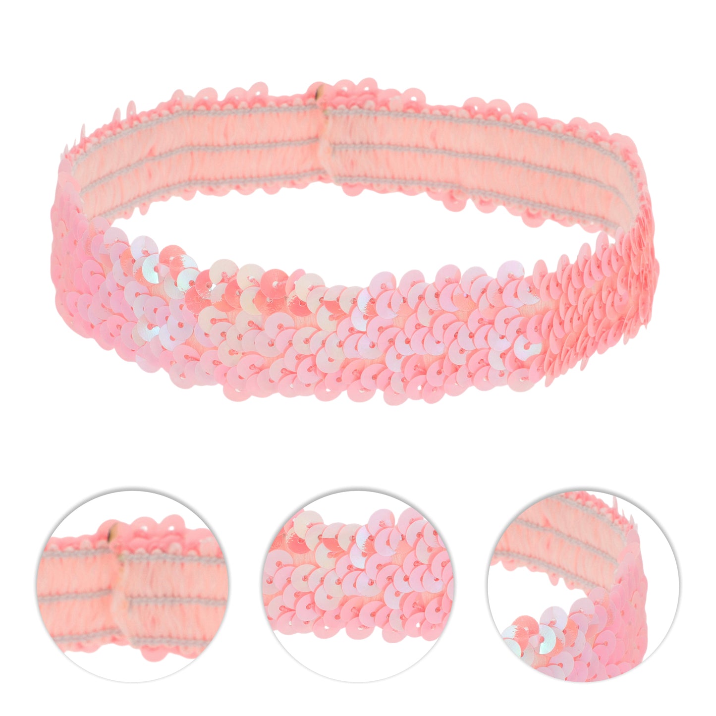 Diademas elásticas con lentejuelas para mujer, color rosa, 1 unidad