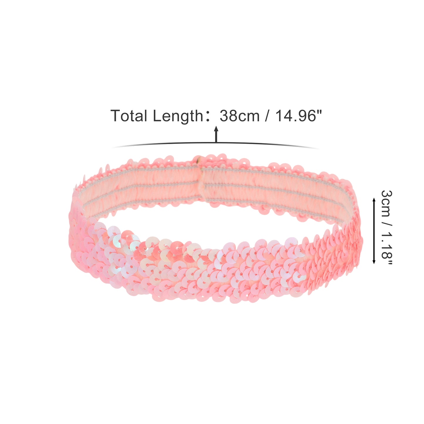 Diademas elásticas con lentejuelas para mujer, color rosa, 1 unidad