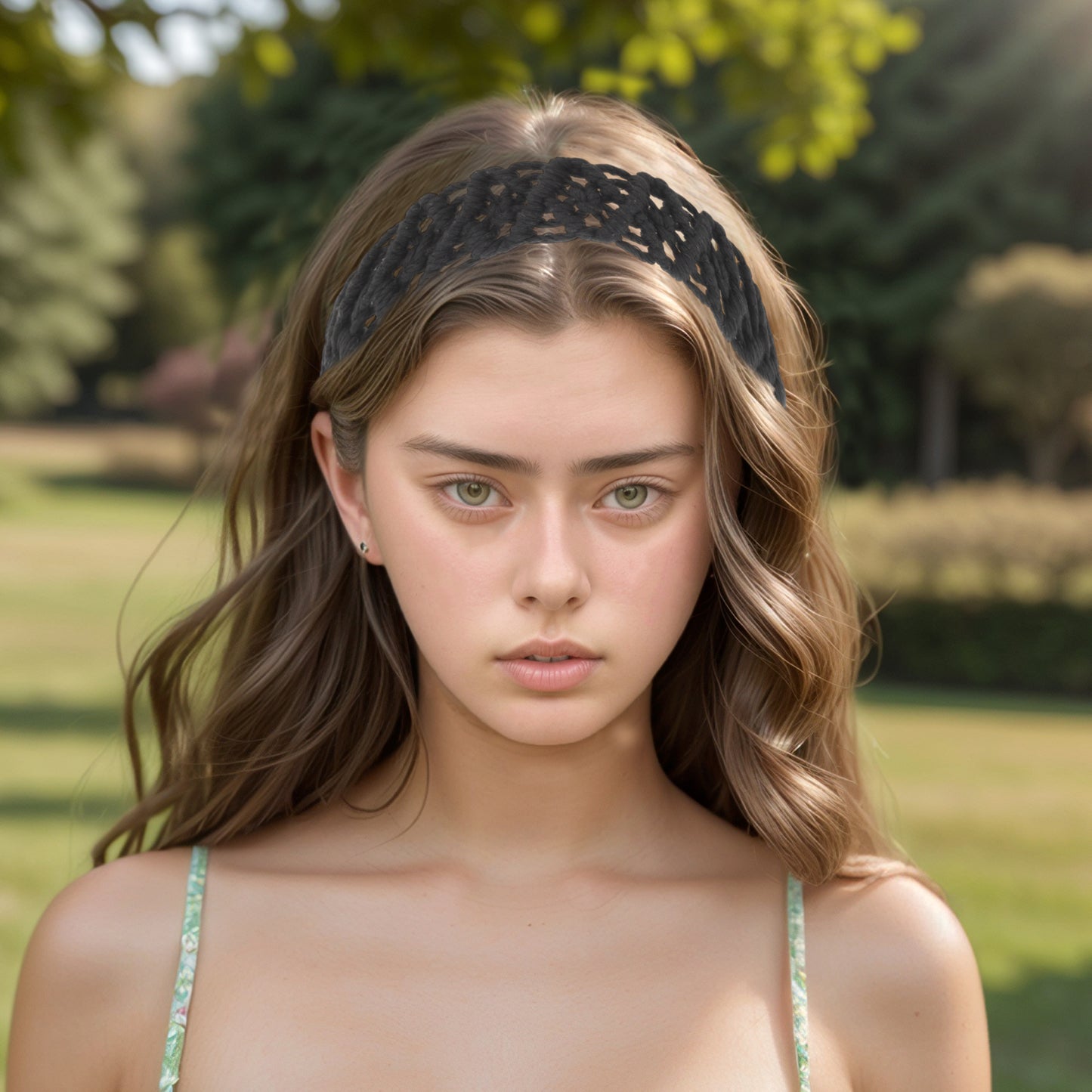 Diademas de rombos tejidas a mano para mujer, color negro, 1 unidad