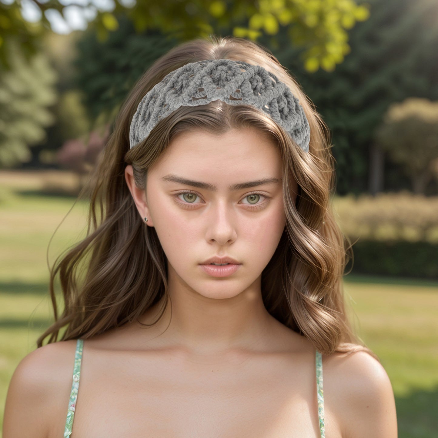 Diademas de rombos tejidas a mano para mujer, color gris oscuro, 1 unidad