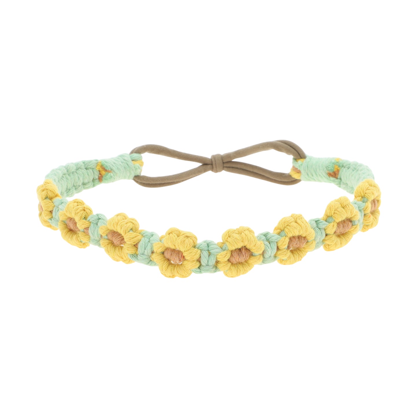 Hand-woven Stretch Headbands for Women Yellow Green 1 Pc