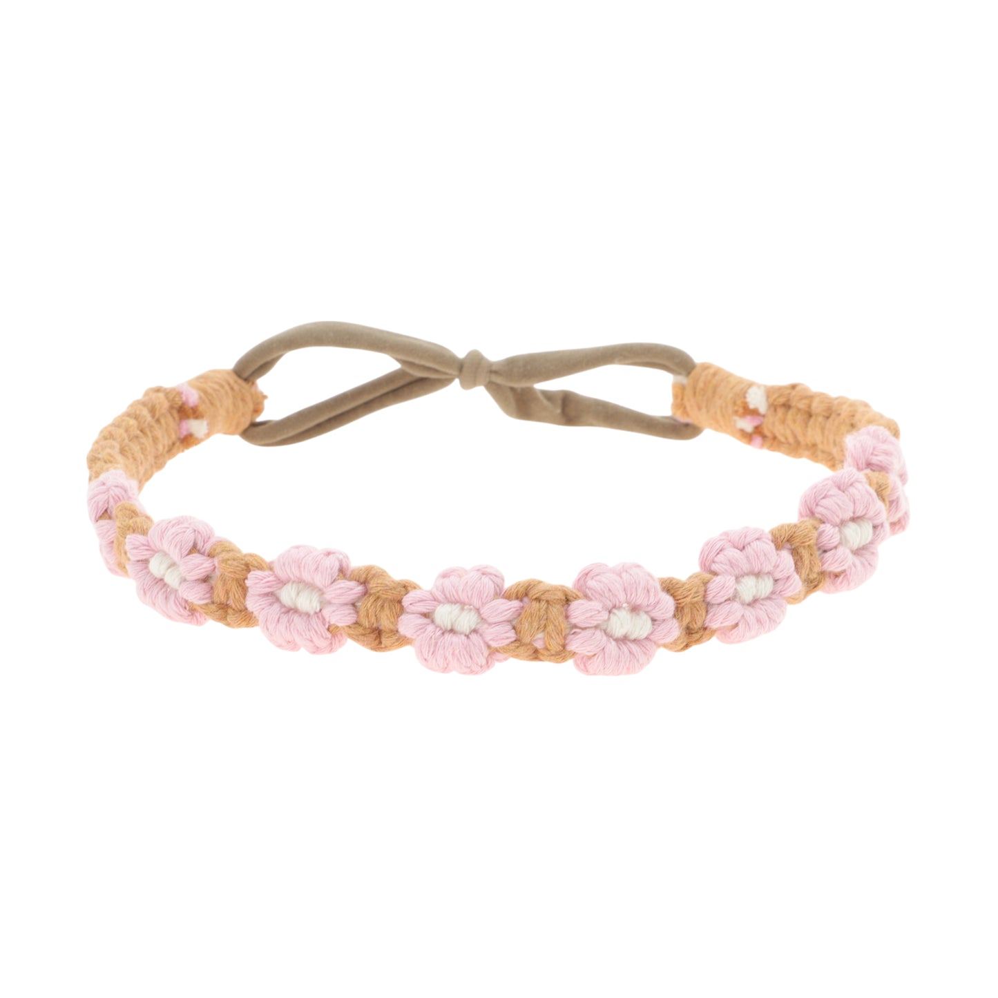 Hand-woven Stretch Headbands for Women Pink Light Brown 1 Pc