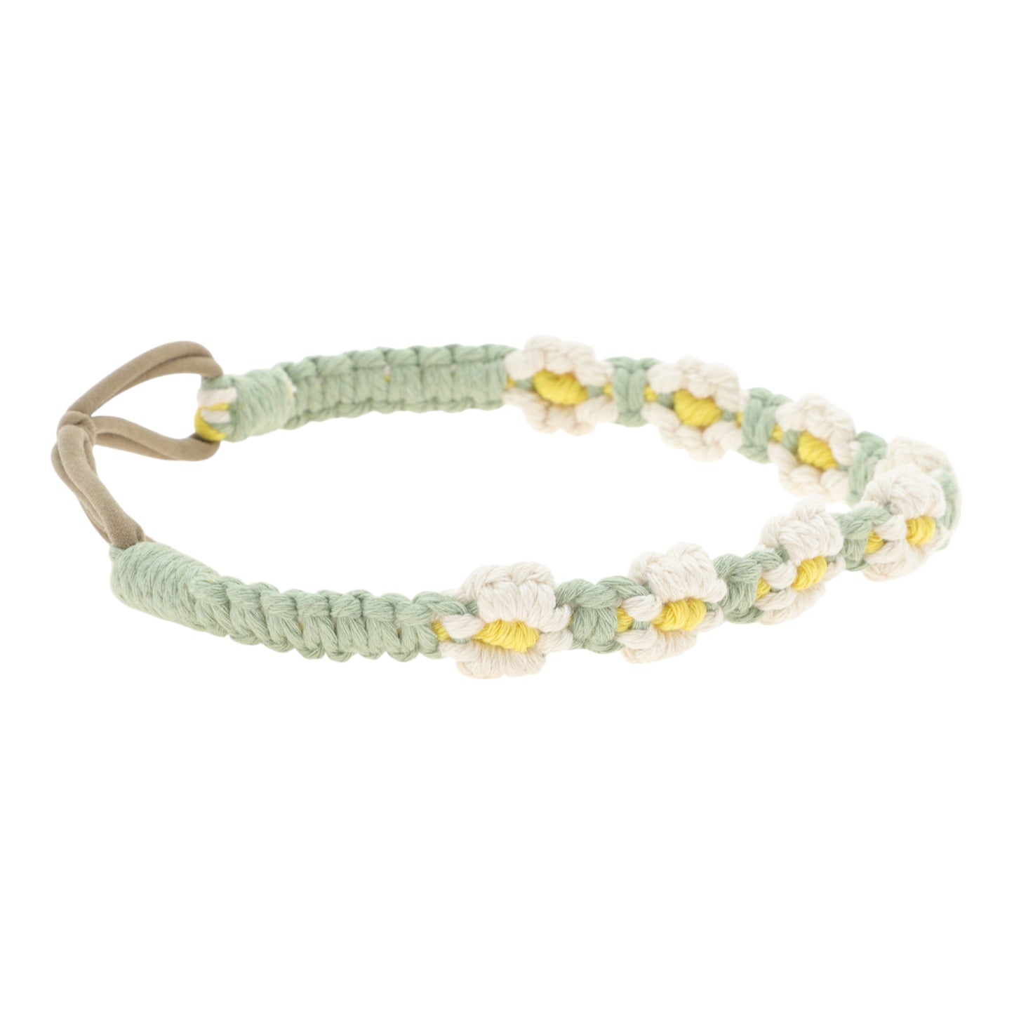 Hand-woven Stretch Headbands for Women Beige Green 1 Pc