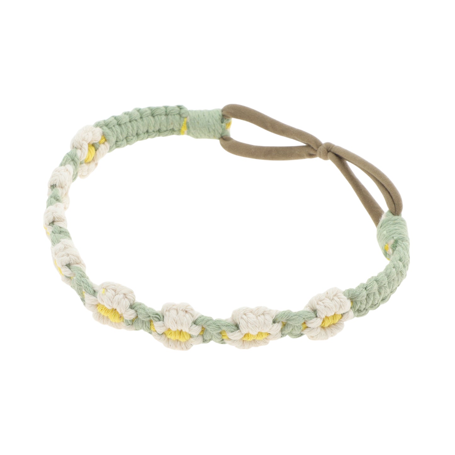 Hand-woven Stretch Headbands for Women Beige Green 1 Pc