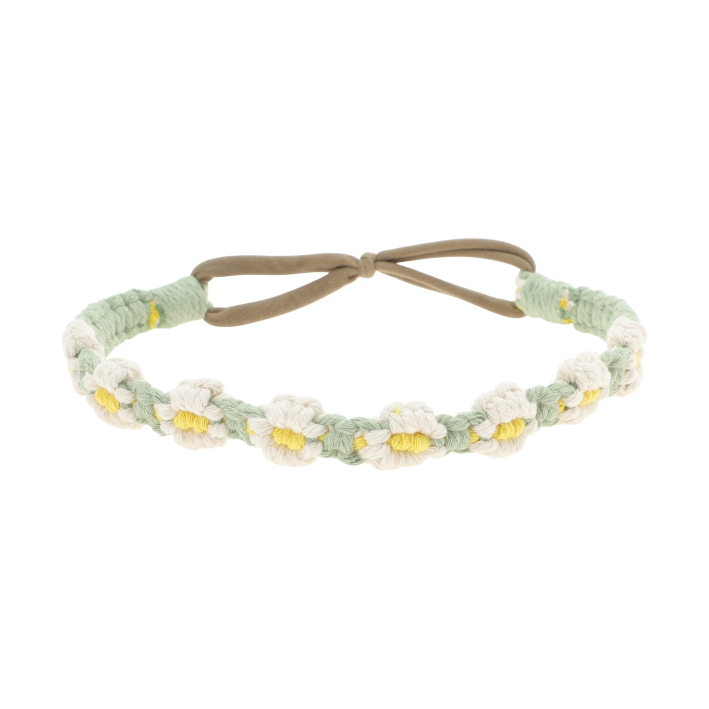 Hand-woven Stretch Headbands for Women Beige Green 1 Pc