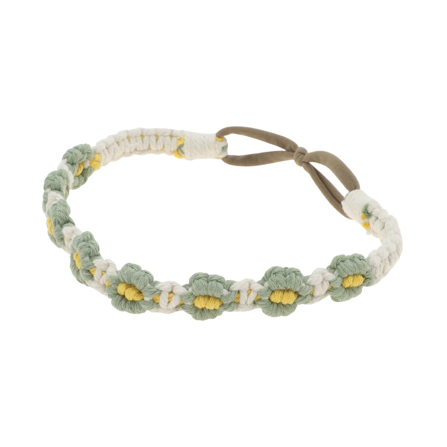 Hand-woven Stretch Headbands for Women White Green 1 Pc