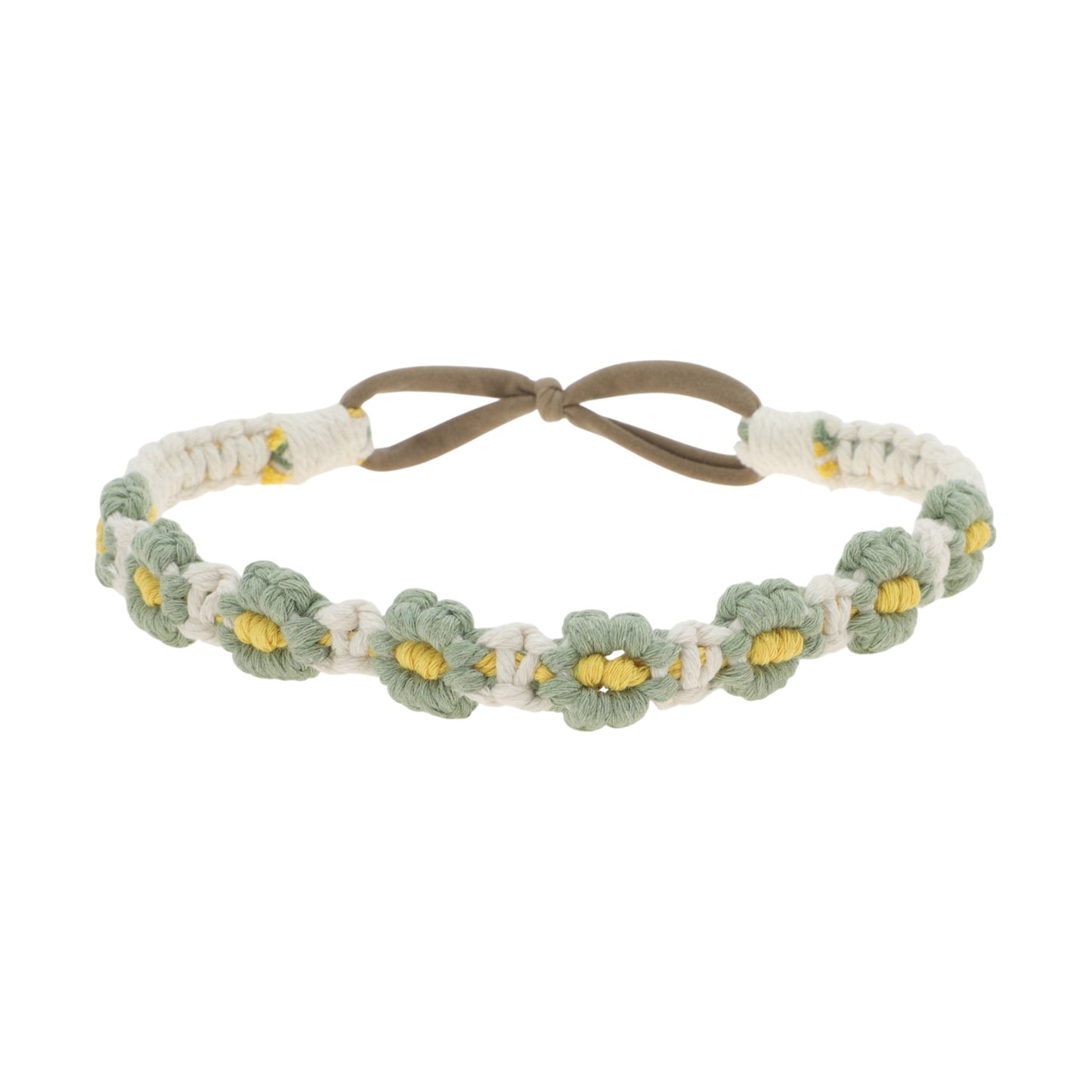 Hand-woven Stretch Headbands for Women White Green 1 Pc